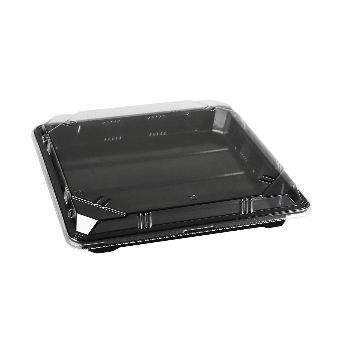 Premium 10 PS Black Square Sushi Takeout Tray - 10.25