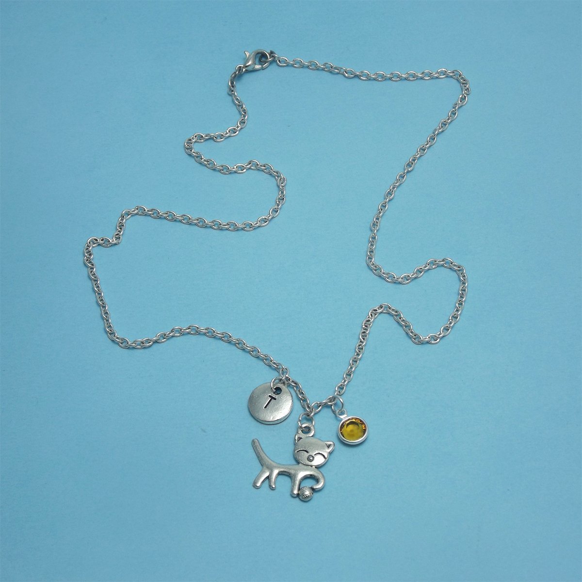 Personalized Silver Cat Necklace for Kids - Pet Jewelry with Cat Charm & Pendant - Cute Kitten Necklace for Children - Perfect Gift for Cat Lovers & Birthday Parties