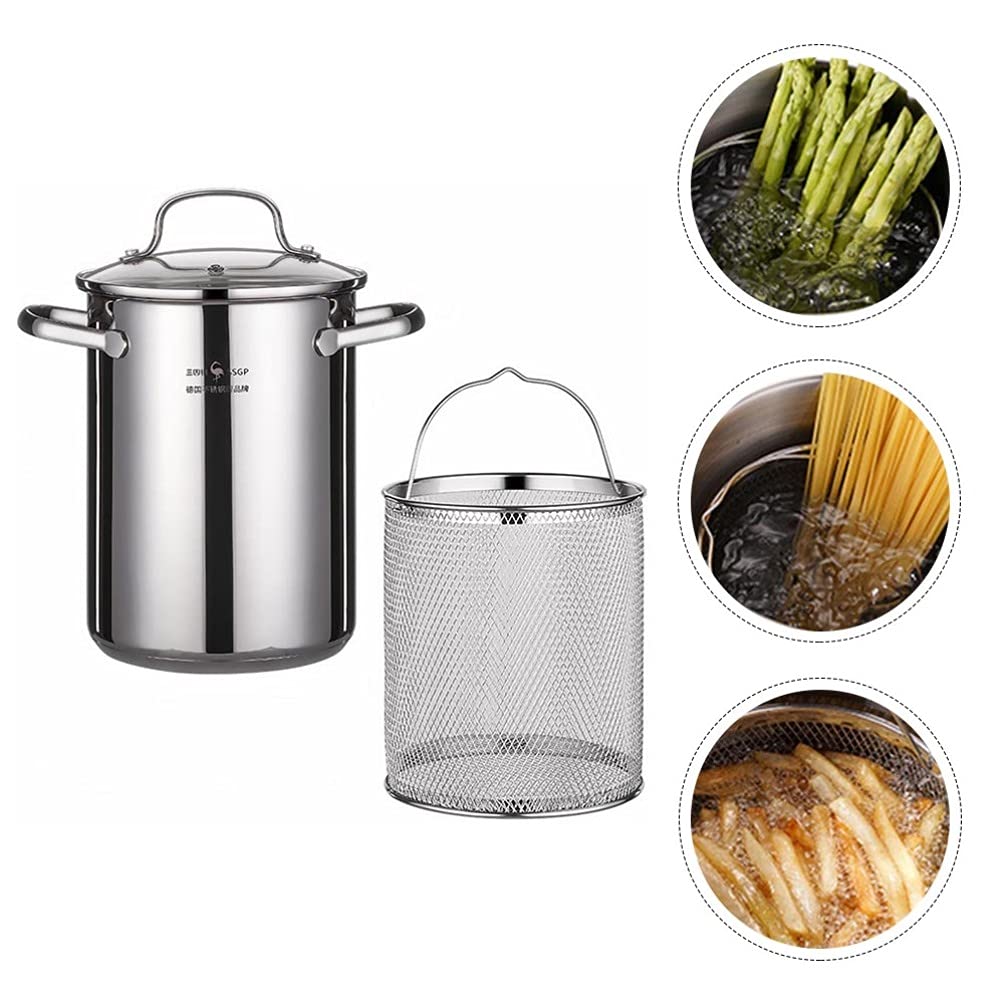 Premium Cabilock Stainless Steel Deep Fryer Pot Set - Japanese Style Tempura Fry Pan for Home Kitchen, Portable & Durable Frying Tool - Perfect for Cooking Tempura, Chicken Wings, and More