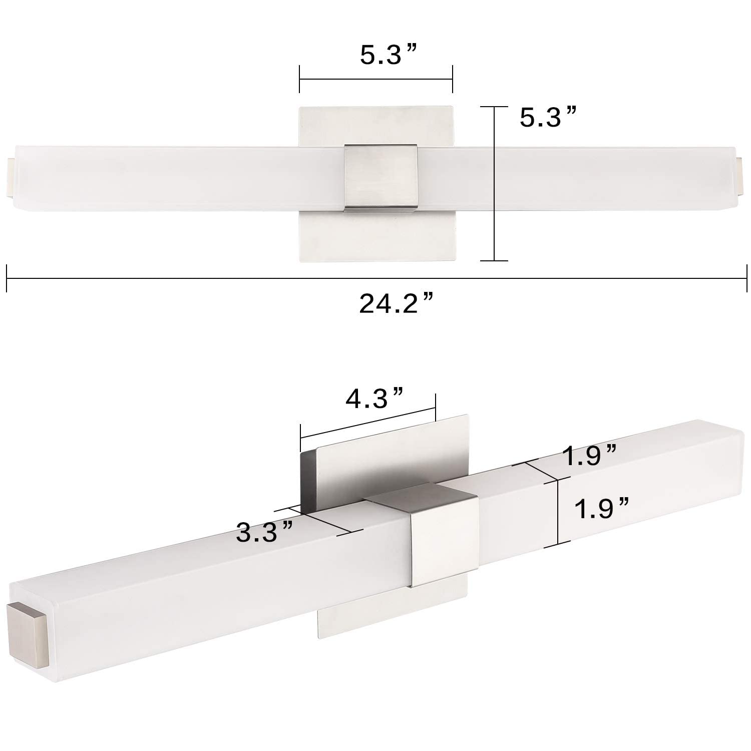 ZUZITO Modern LED Vanity Light Bar - Brushed Nickel Bathroom Lighting with Chrome Crystal Accents for Mirror, Makeup Area & Spa-Style Decor