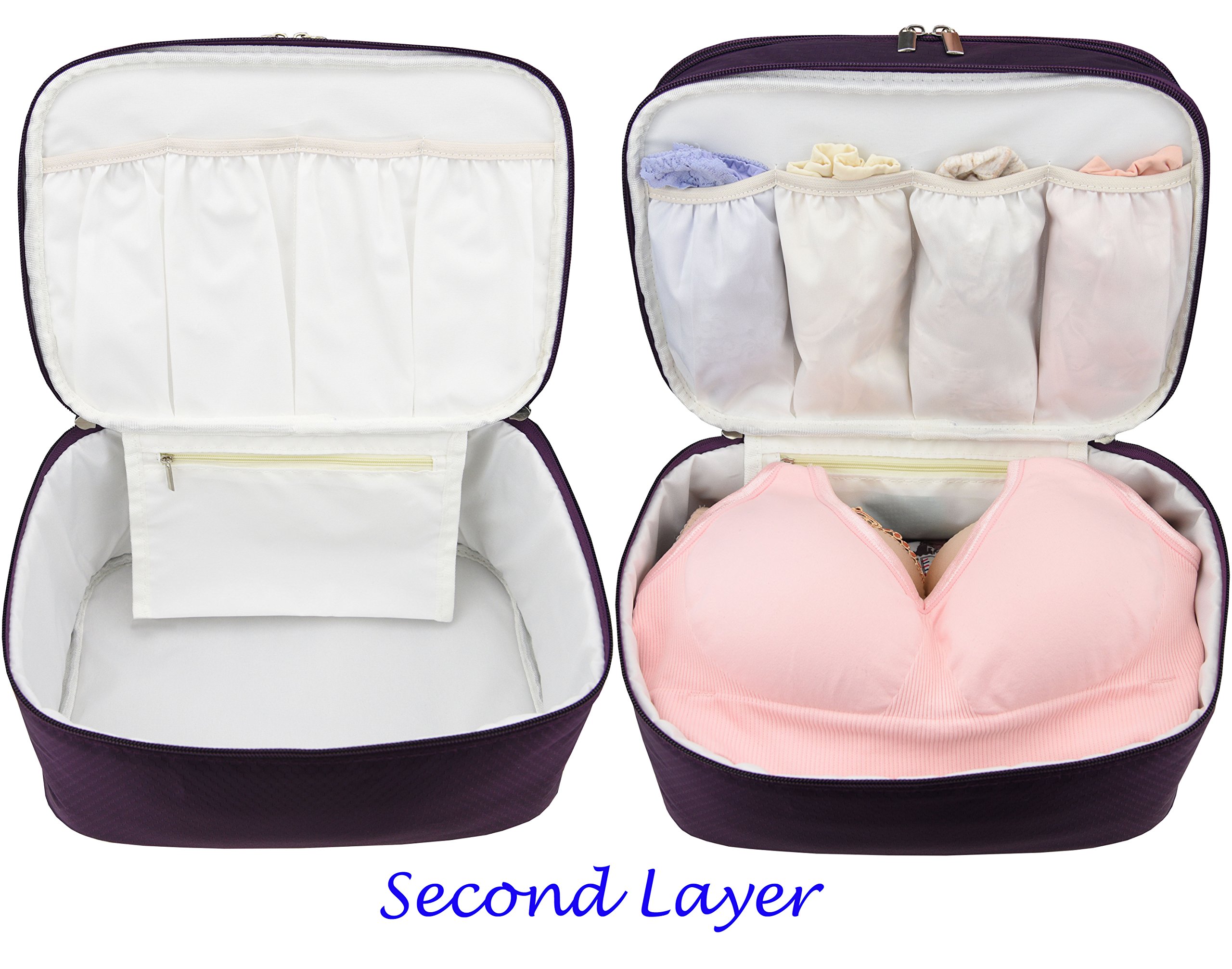Large Double Layer Travel Organizer Underwear Bag - Storage for Bras, Socks, Underwear & Toiletries - Perfect for Packing, Vacations & Business Trips
