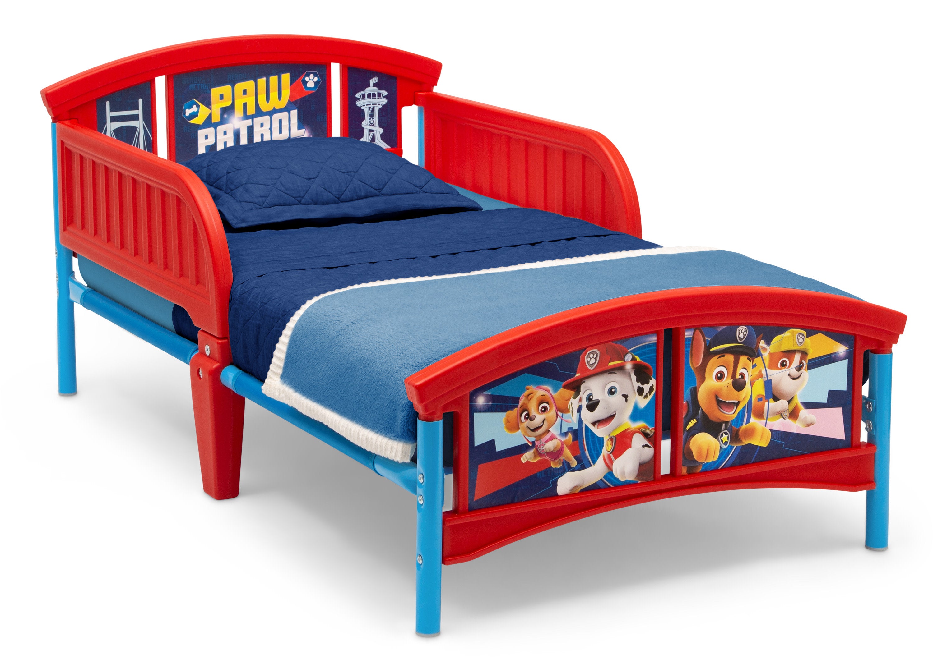 PAW Patrol Toddler Bed with Guardrails - Lightweight Plastic Kids Bed for Boys & Girls - Perfect for Nursery, Bedroom, or Playroom