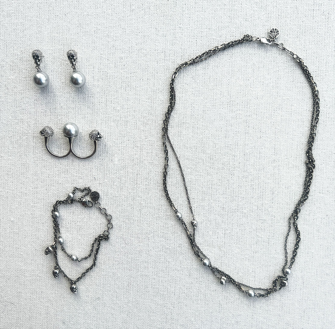 Pearl and Skull Earrings for Women - Sterling Silver Gothic Jewelry - Perfect for Halloween, Parties, and Edgy Fashion