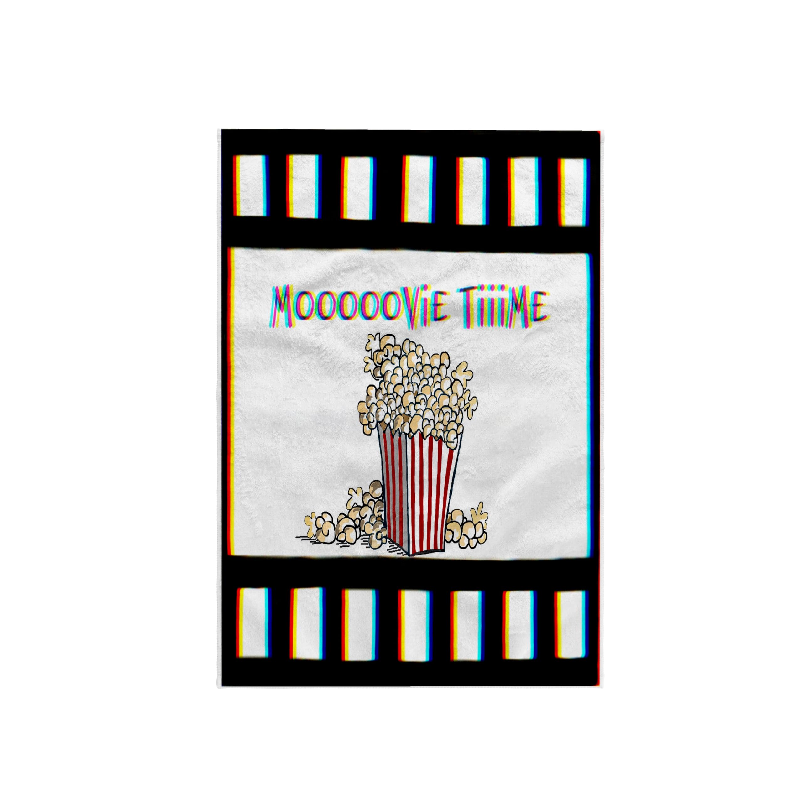 3dRose 15x22 Inch Movie-Themed Hand Towel - Popcorn Box with Film Strips & Text Art - Perfect for Cinema Lovers, Home Theater Decor & Gift Ideas