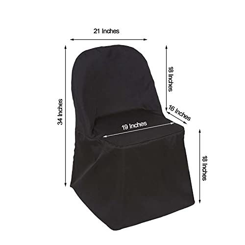 100-Pack Black Polyester Folding Chair Covers for Weddings, Parties & Events - Waterproof Seat Covers for Banquet Halls, Receptions & Outdoor Decorations