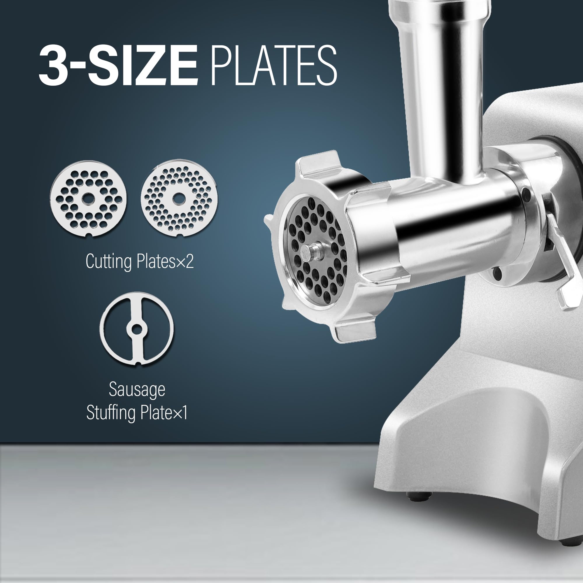 12 Meat Grinder - 575 Watt Heavy Duty Electric Meat Chopper & Sausage Stuffer - Commercial & Home Kitchen Use - Perfect for Ground Beef, Sausage Making & Food Prep (Silver)