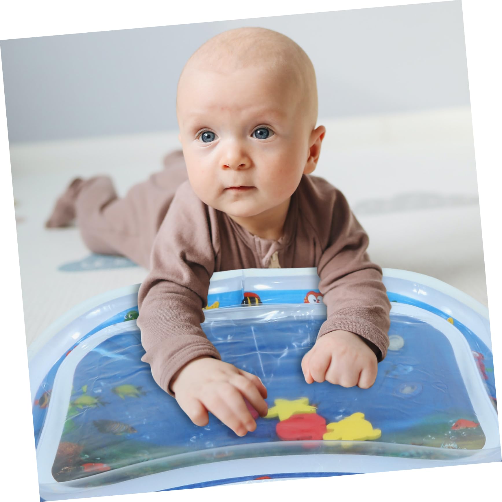 COOLHIYA Baby Water Play Mat - Non-Toxic PVC Water Cushion for Newborns & Toddlers | Sensory Development Toy for Tummy Time & Floor Play | Blue