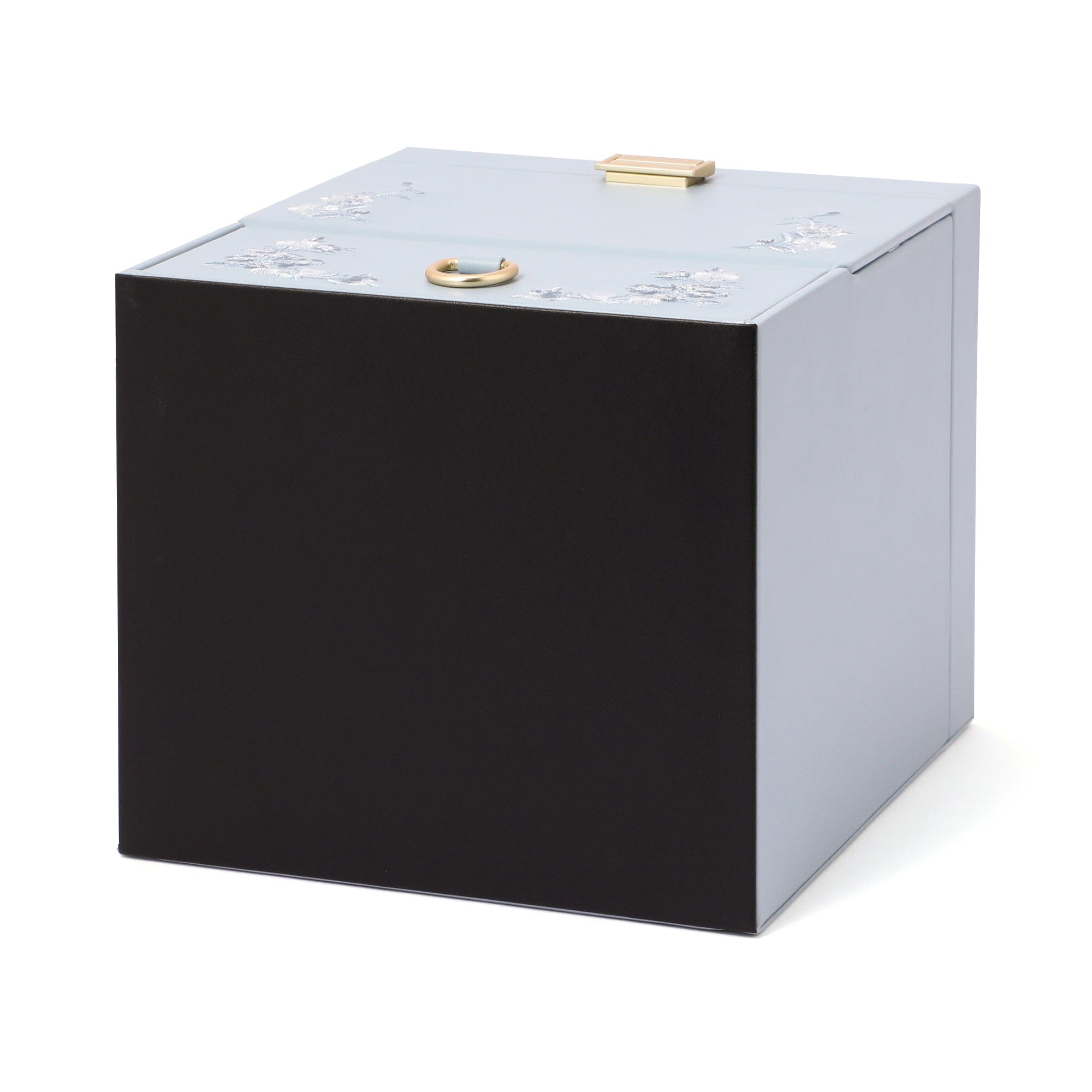 Blue Floral Embroidery Cosmetic Box - Elegant Storage for Makeup, Jewelry & Travel Essentials | Perfect for Vanity, Gift & Organizing Beauty Accessories