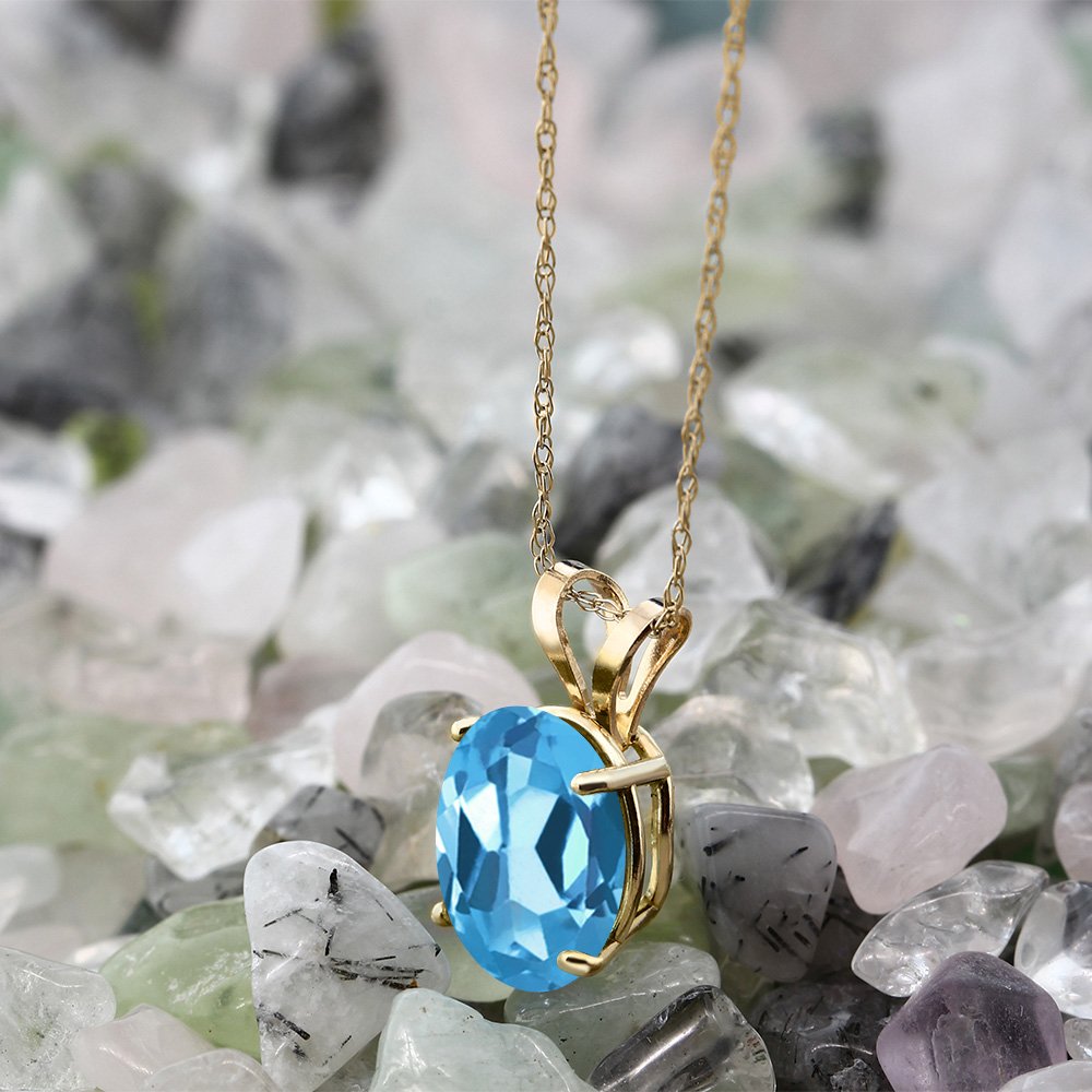 14K Yellow Gold 10X8MM Oval Birthstone Pendant Necklace for Women - 18 Inch Gold Chain - Fine Jewelry Gift for Mom, Wife, Her | Anniversary, Birthday, Valentine's Day Present | Elegant Everyday Wear & Special Occasions