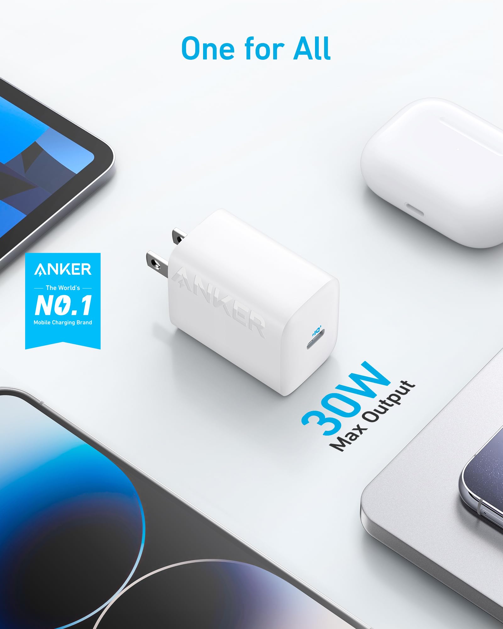 Anker 2-Pack 30W USB-C Fast Charger Foldable Wall Charger - Compatible with iPhone 15/14/13, Samsung Galaxy S23/S22, MacBook Air, iPad Pro, Google Pixelbook - Compact Travel Charger for Home, Office & Car Charging (Cables Not Included)