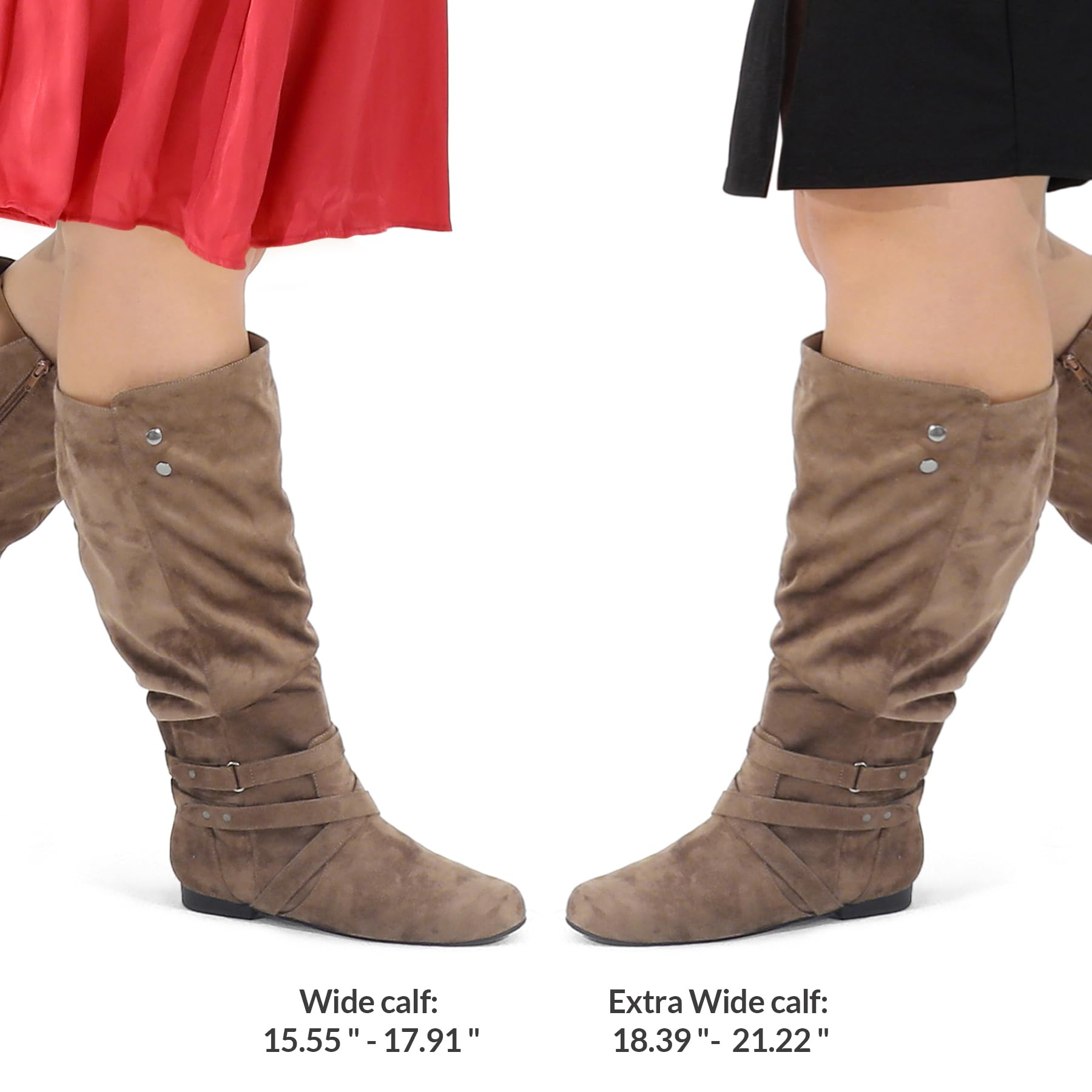 Mysoft Women's Wide & Extra Wide Calf Knee High Boots - Flat Heel Tall Boots with Side Zippers for Comfortable All-Day Wear | Perfect for Work, Winter & Casual Outfits