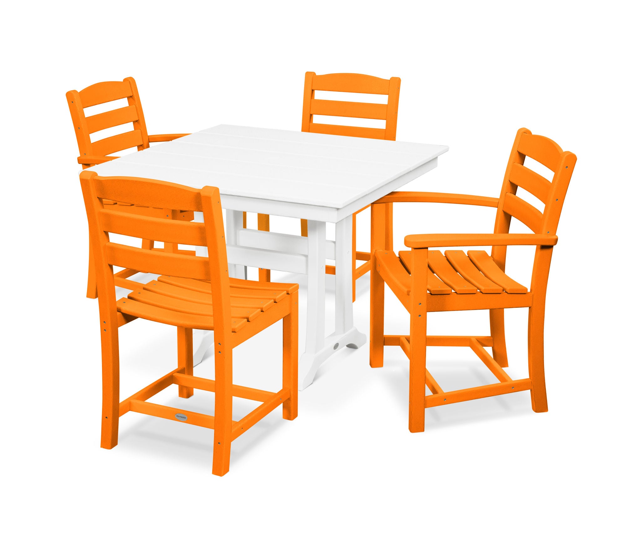 POLYWOOD La Casa Café 5-Piece Farmhouse Trestle Dining Set - Outdoor Patio Furniture for Garden, Backyard, and Poolside Dining