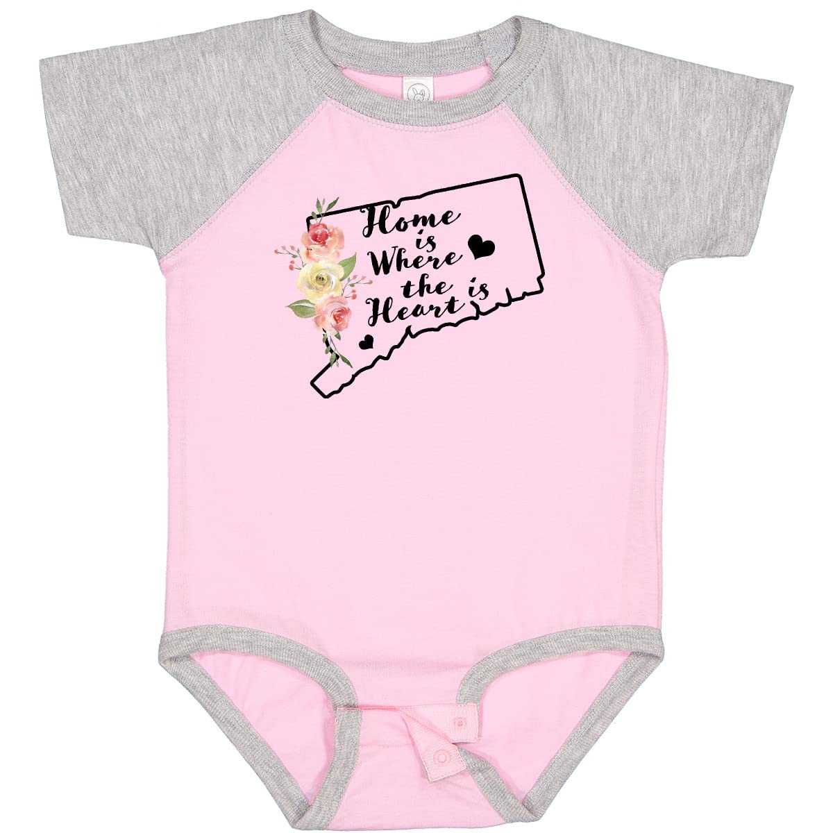 Inktastic Connecticut Home is Where The Heart is Watercolor Baby Bodysuit - Soft Cotton Onesie for Newborns & Infants, Perfect for Family Photos, Holidays & Everyday Wear