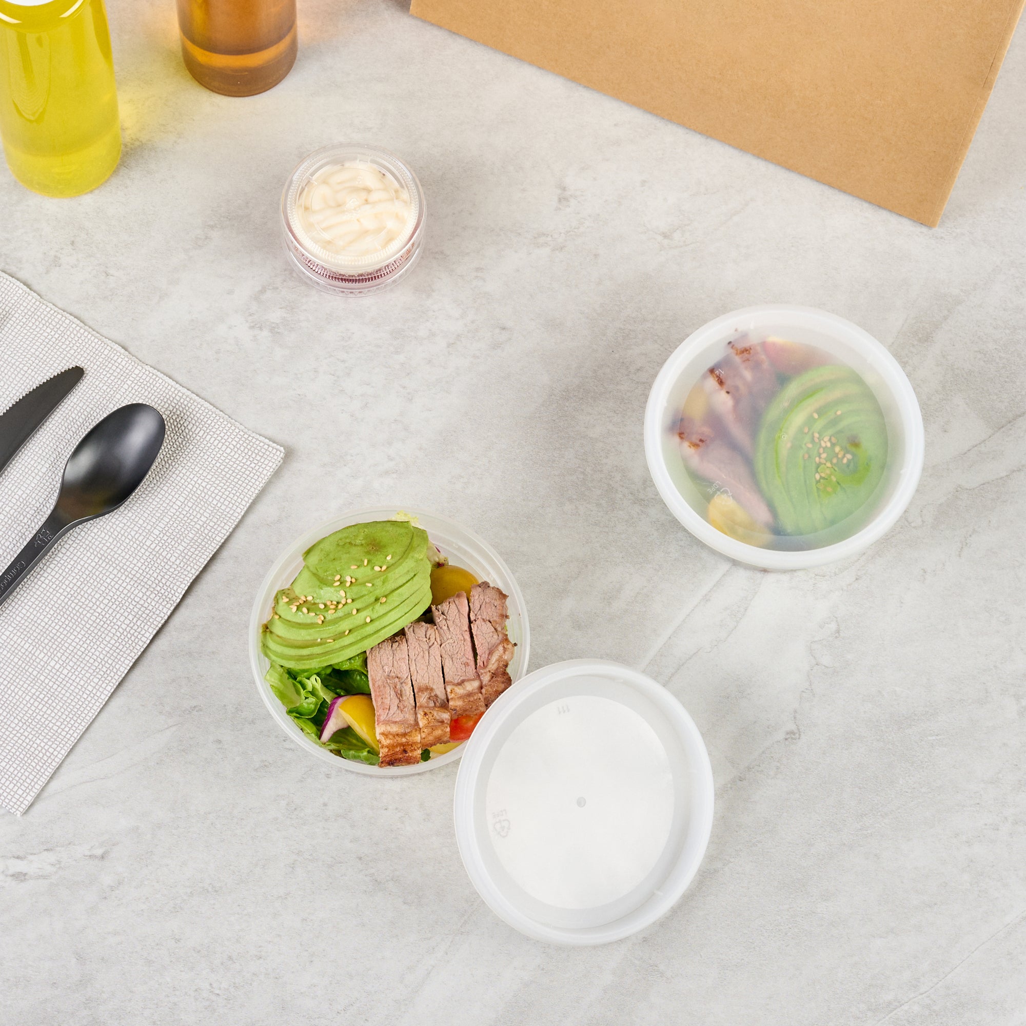 12 oz Clear Plastic Soup Containers with Lids (100-Pack) - Microwave Safe, Leak-Proof Round Food Storage Containers 4.5