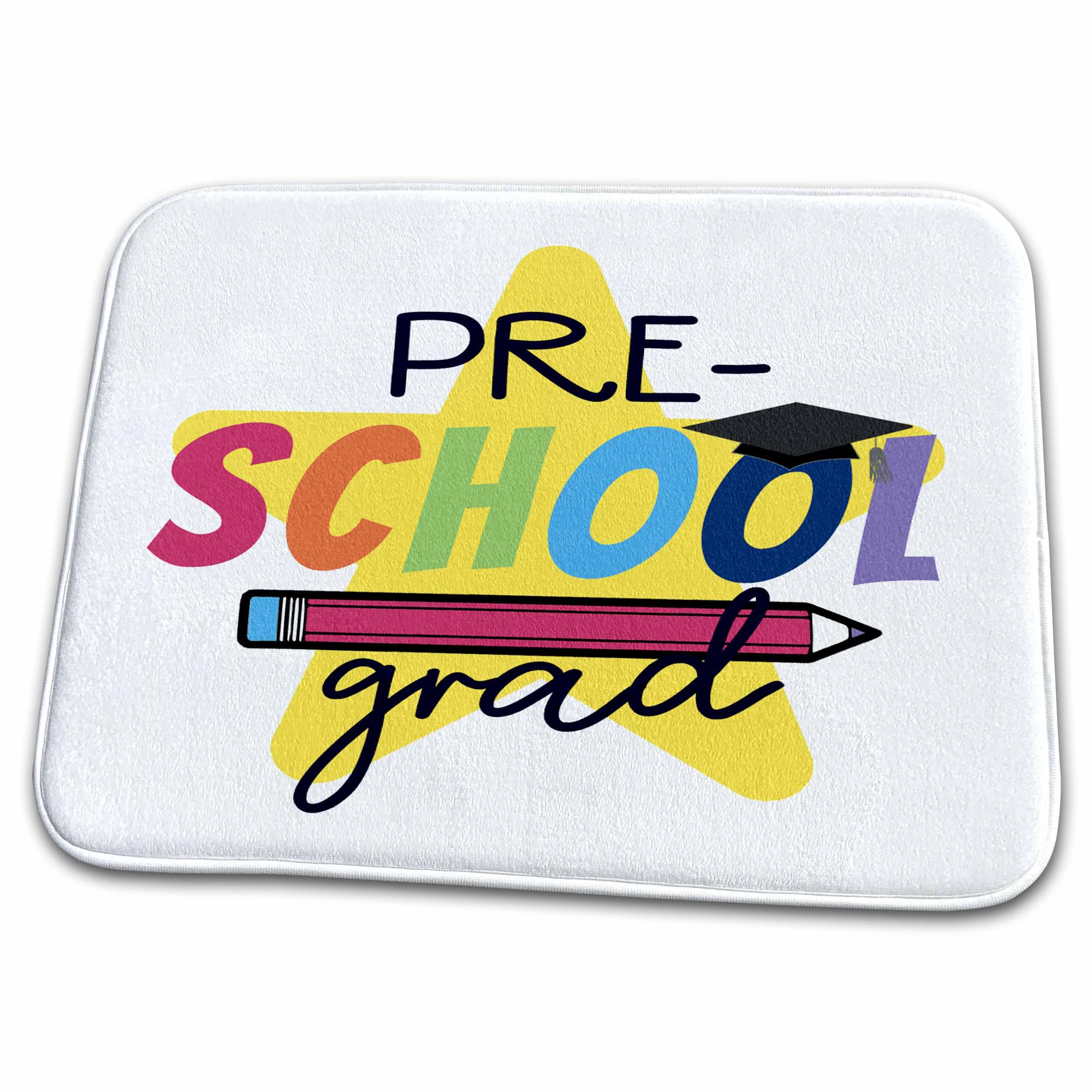 Non-Slip Dish Drying Mat with Absorbent Microfiber - Cute Graduation Themed Design for Preschoolers | Perfect Graduation Gift for Kids, Teachers & Parents | Ideal for Kitchen Countertops, Sink Areas & Dorm Rooms