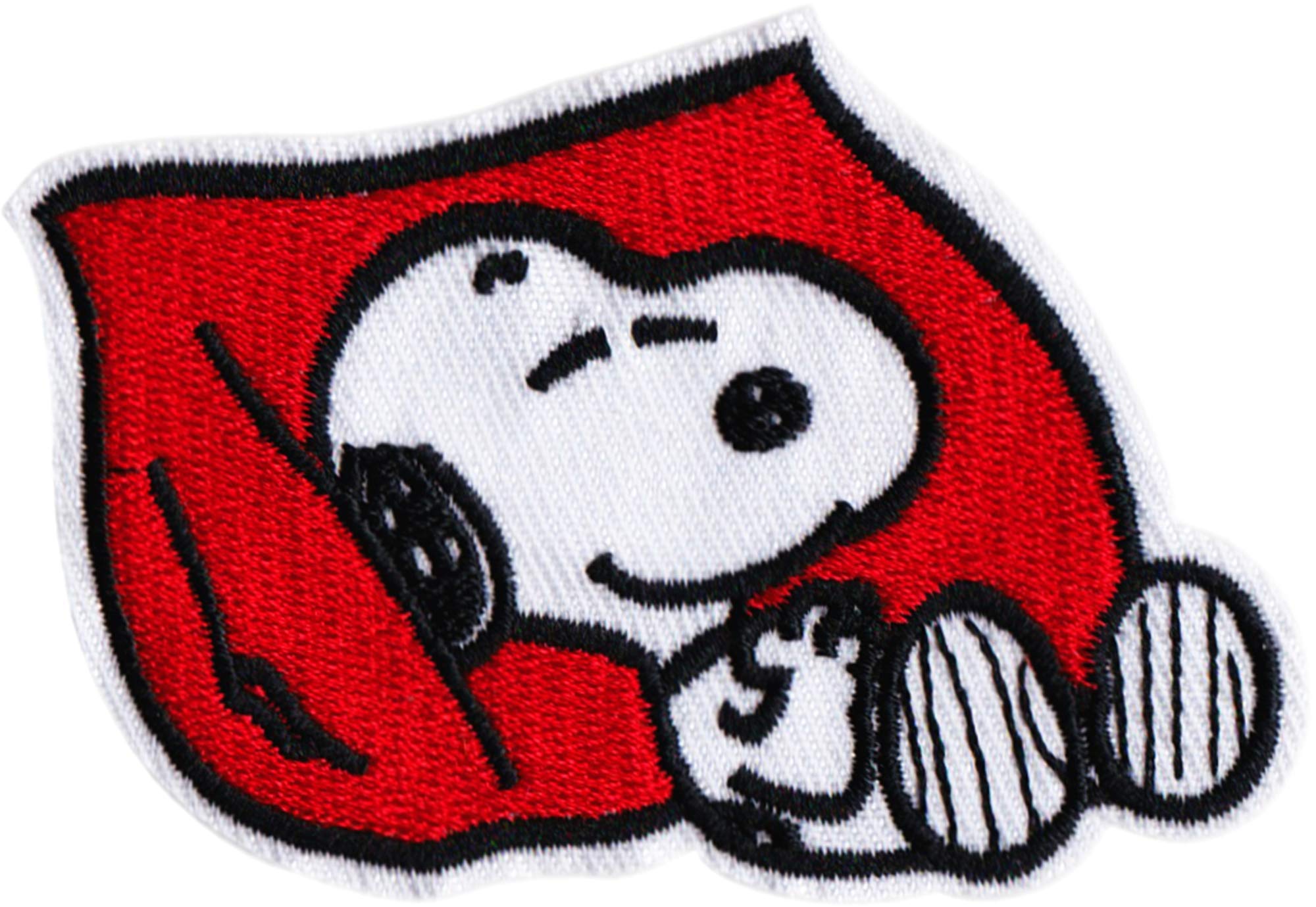 Snoopy Sleeping on Red Pillow Embroidered Iron-On Patch - DIY Sewing Applique for Jackets, Hats, Bags & Costume Customization