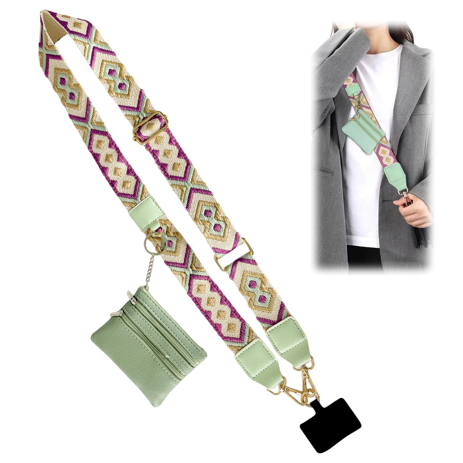 Stylish Crossbody Phone Strap with Wallet & Secure Clip - Hands-Free Convenience for Women | Perfect for Shopping, Travel & Everyday Use