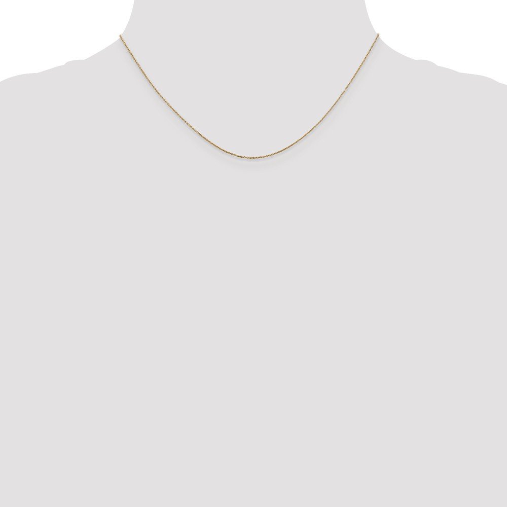 14Kt Yellow Gold 0.6mm Solid Diamond-Cut Cable Chain Necklace - 16 Inch | Dainty Layering Jewelry for Women, Gift for Her, Everyday Wear & Special Occasions