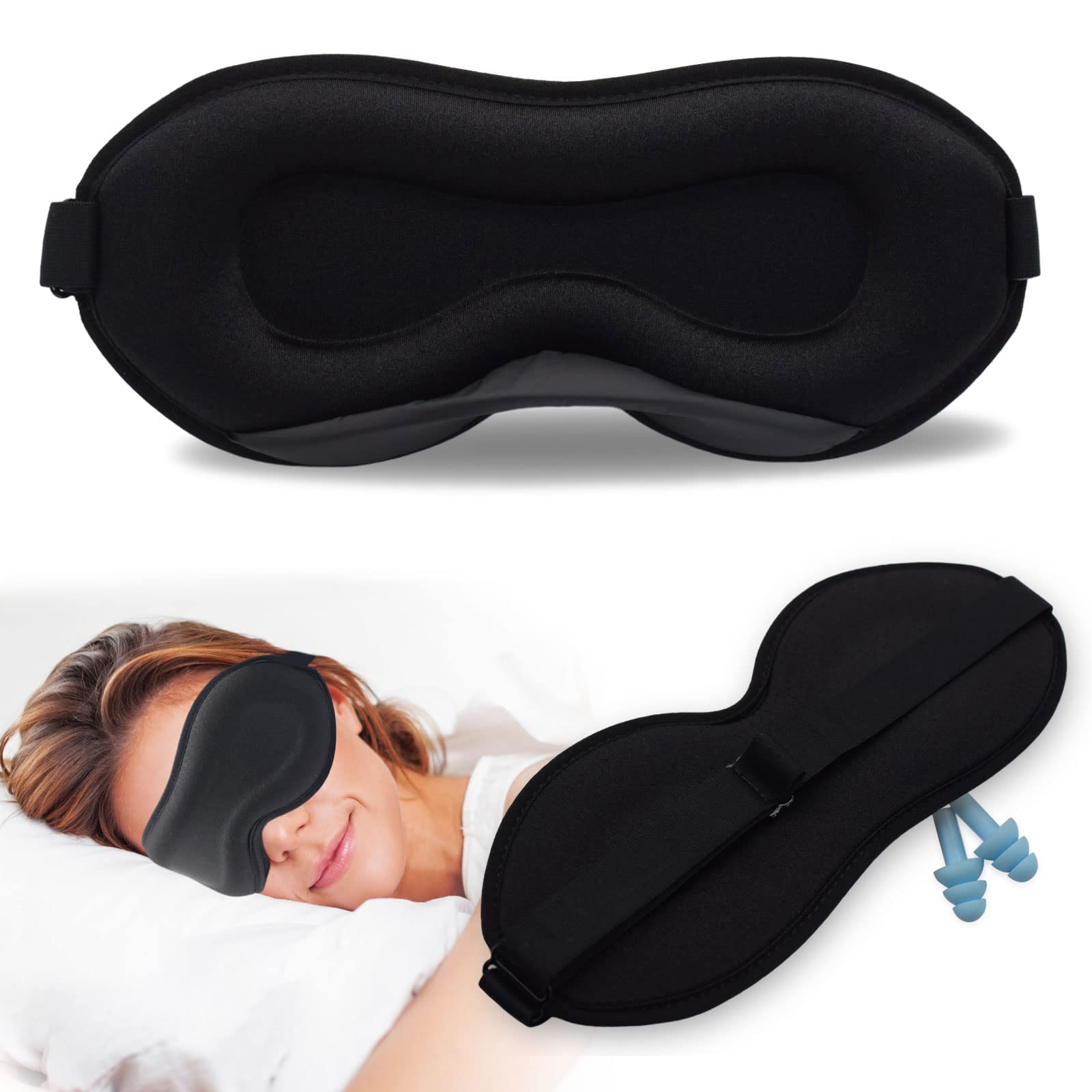 3D Sleep Mask for Sleeping - 100% Blackout Eye Mask for Women & Men | Adjustable Eyelash-Friendly Design | Breathable Travel Eye Mask for Side Sleepers | Perfect for Yoga, Flights & Nighttime Relaxation