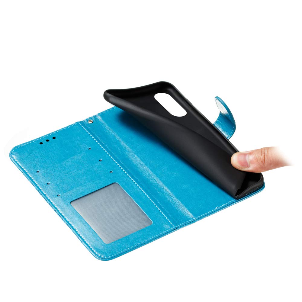 Premium PU Leather Mandala Embossed Flip Wallet Case for Samsung Galaxy A01 - Shockproof Protective Cover with Card Holder & Kickstand (Mandala Blue) - Perfect for Daily Use, Travel, and Business Meetings