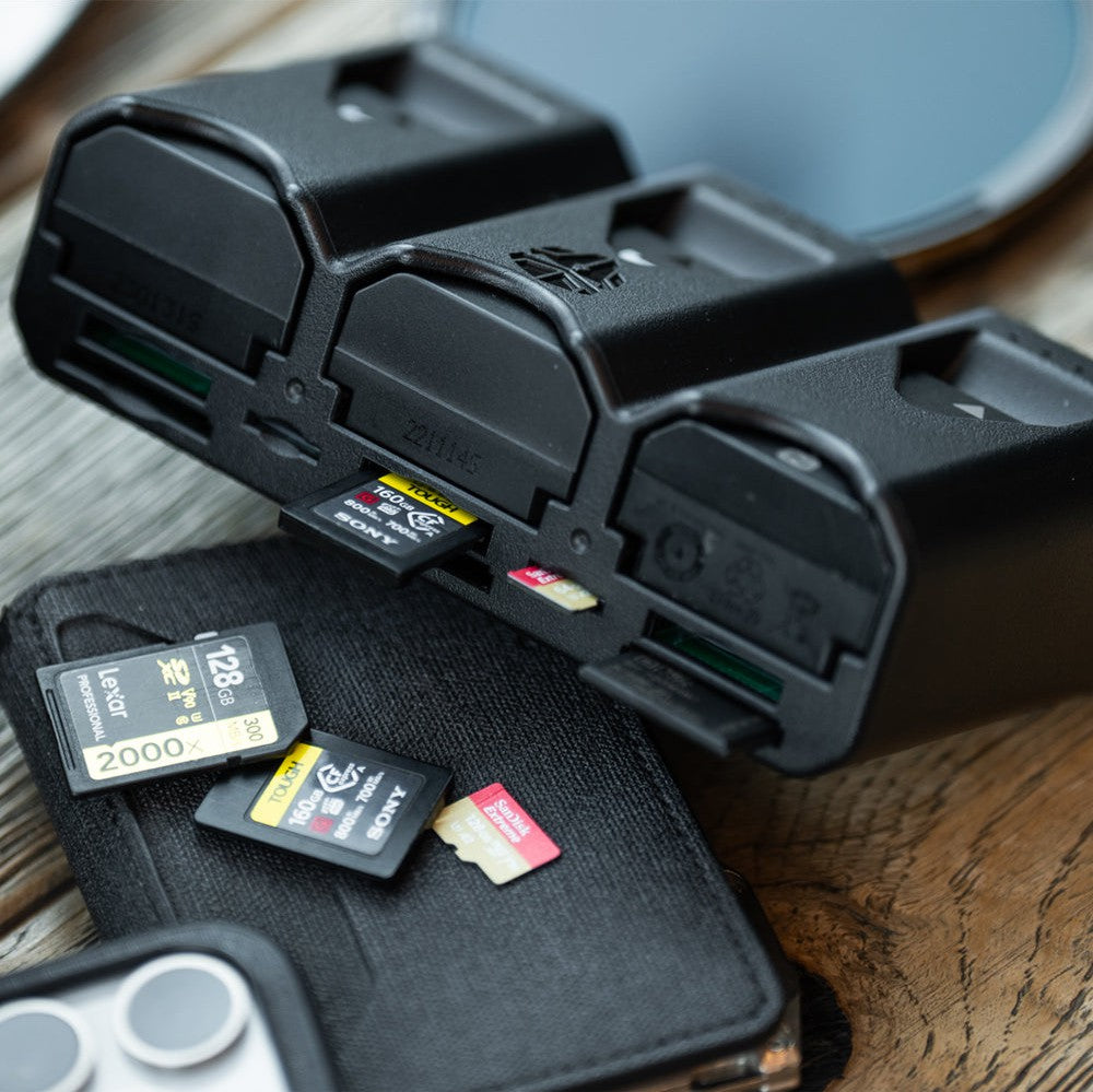 Jupio X Peter Lindgren Pr1me Gear Tri-Charge Charger & Power Bank with Memory Card Case - Portable Charging Solution for Travel, Camping, and Outdoor Adventures