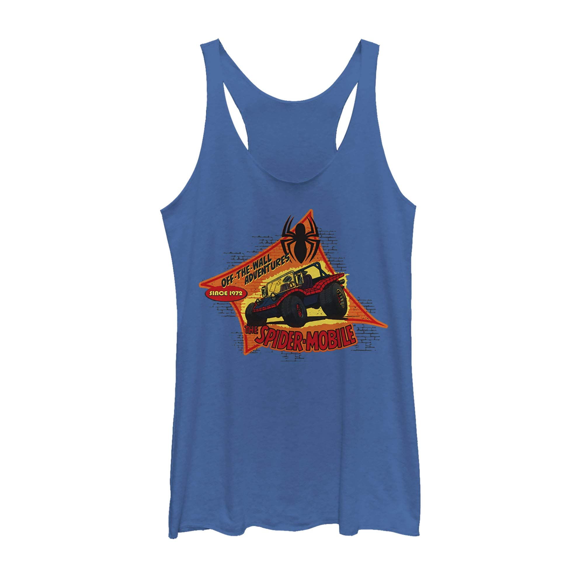 Marvel Classic Spider-Mobile Adventures Women's Racerback Tank Top - Superhero Graphic Tee for Women - Perfect for Cosplay, Comic Con & Everyday Wear