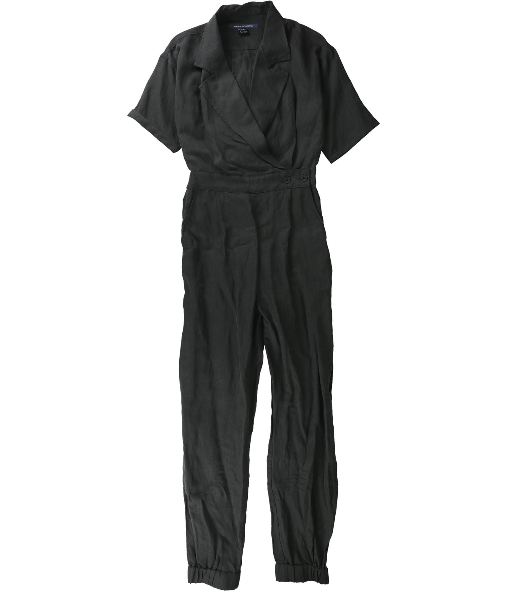 French Connection Women's Wrap Jumpsuit - Black Size 2 | Stylish One-Piece Outfit for Casual Wear, Date Night & Summer Vacation