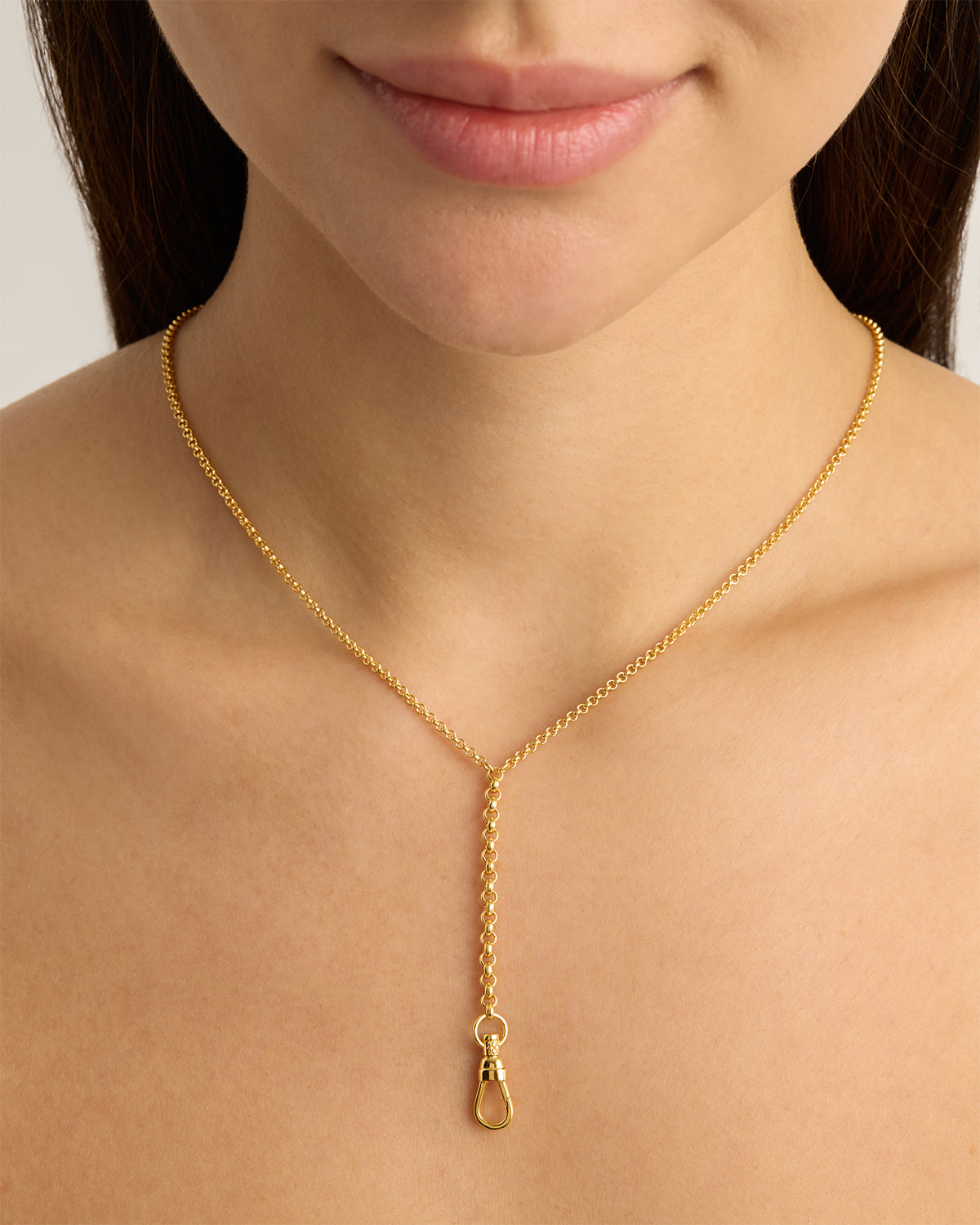 18K Gold Vermeil Your Story Albert Clasp Lariat Necklace - Elegant Layered Jewelry for Women, Perfect for Date Night & Special Occasions