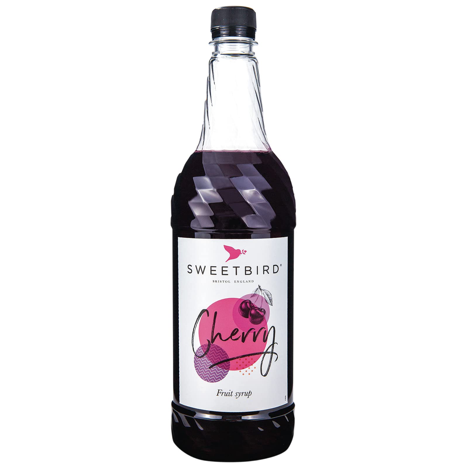 Sweetbird Cherry Flavored Syrup - 1 Liter | Vegan, GMO Free, All Natural | Perfect for Cocktails, Desserts & Coffee Drinks