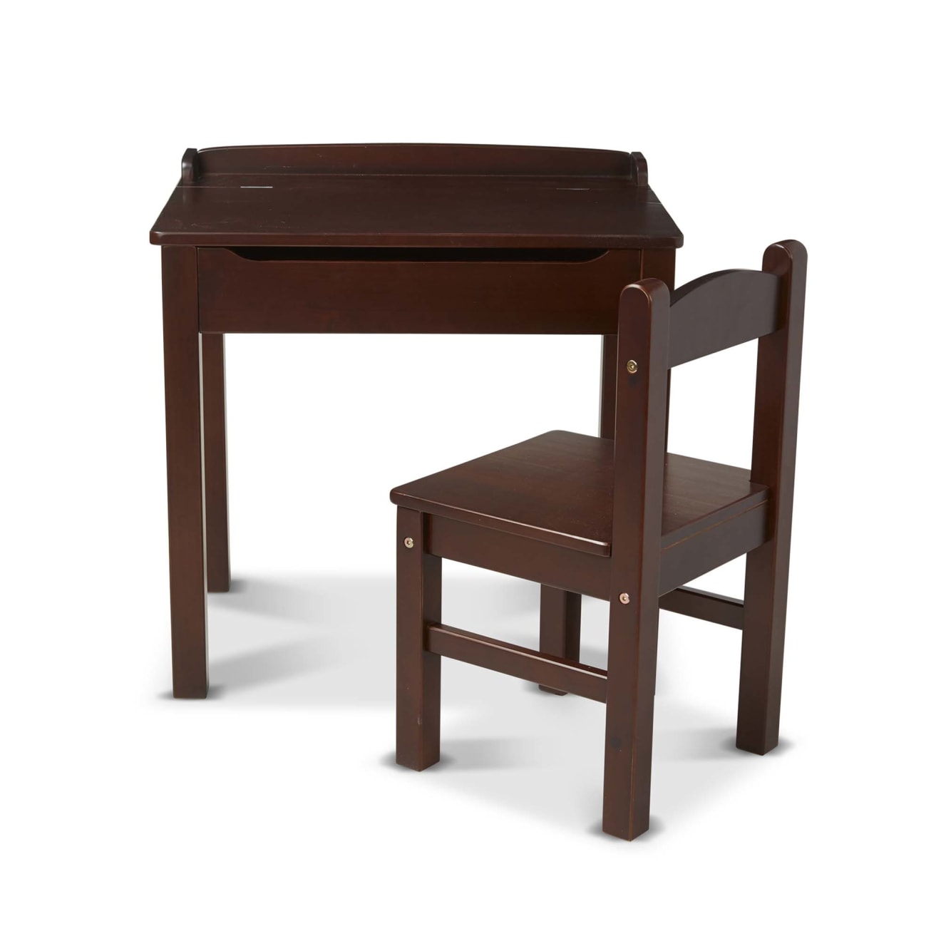 Kids Lift Top Study Desk and Chair Set - Espresso Finish - Perfect for Homework, Drawing, and Online Learning in Bedroom or Playroom