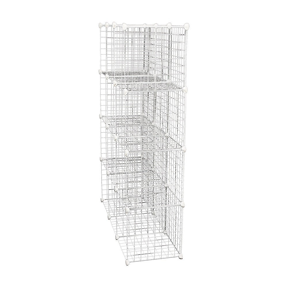 12 Cube Wire Grid Organizer Bookcase - White Storage Cabinet for Wardrobe, Closet & Home Organization | Perfect for Bedroom, Office & Living Room Storage Solutions