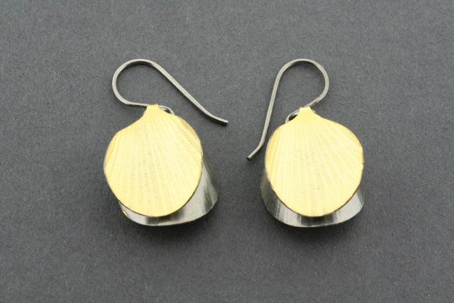 Oxidized Gold Plated Double Shell Earrings for Women - Boho Chic Jewelry for Beach, Party & Everyday Wear