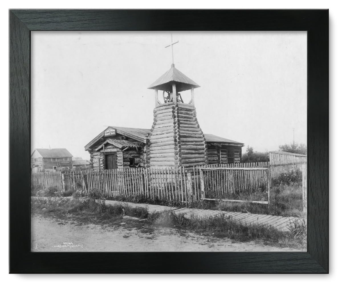Vintage St. James Mission And Reading Room Framed Print 12x15 - Circa 1911 Historical Photo Art - Perfect for Home Decor, Office Wall Art & Gift Ideas