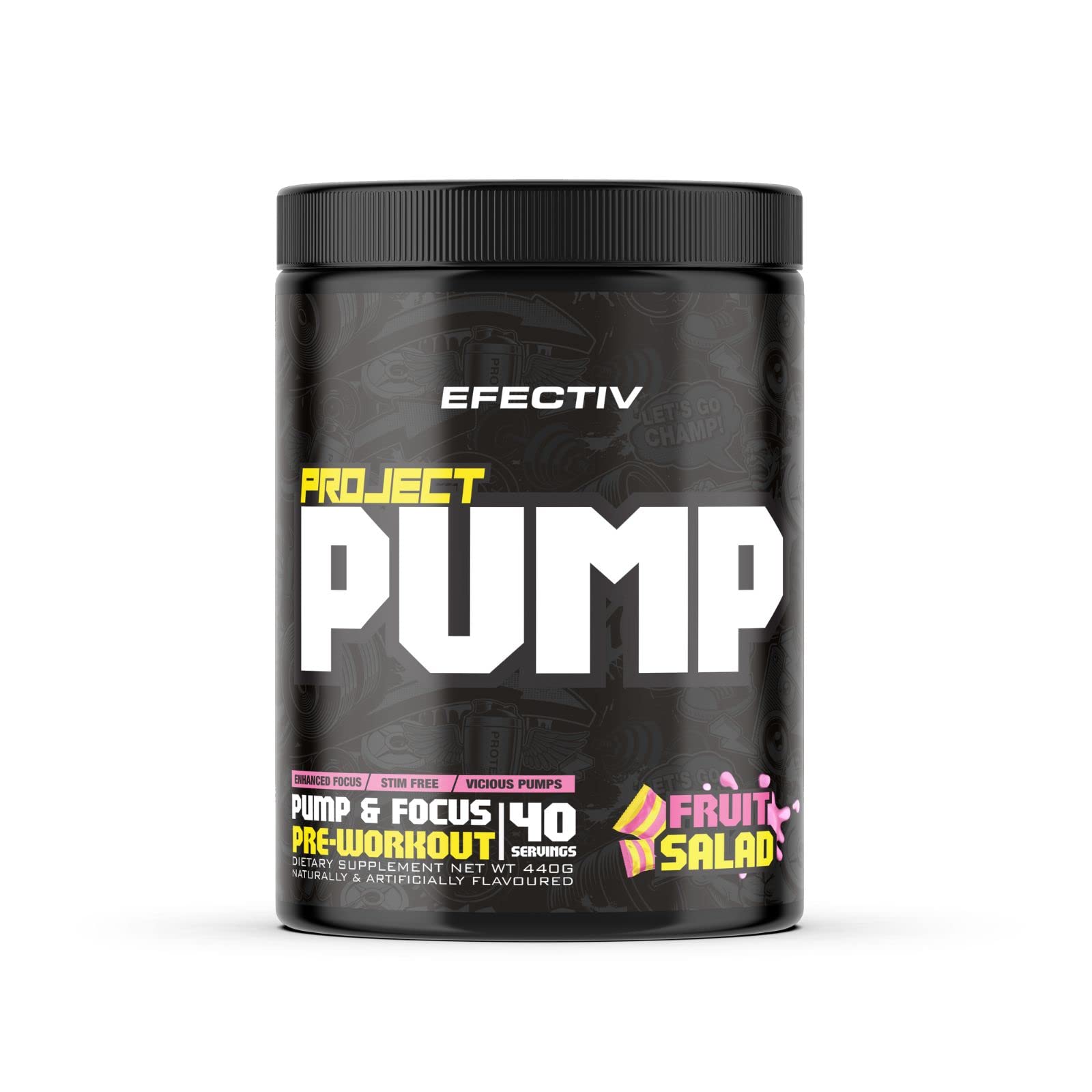 Efectiv Nutrition Project Pump 440g Pre-Workout Powder - Boost Energy & Muscle Performance for Gym, Bodybuilding & Fitness Training