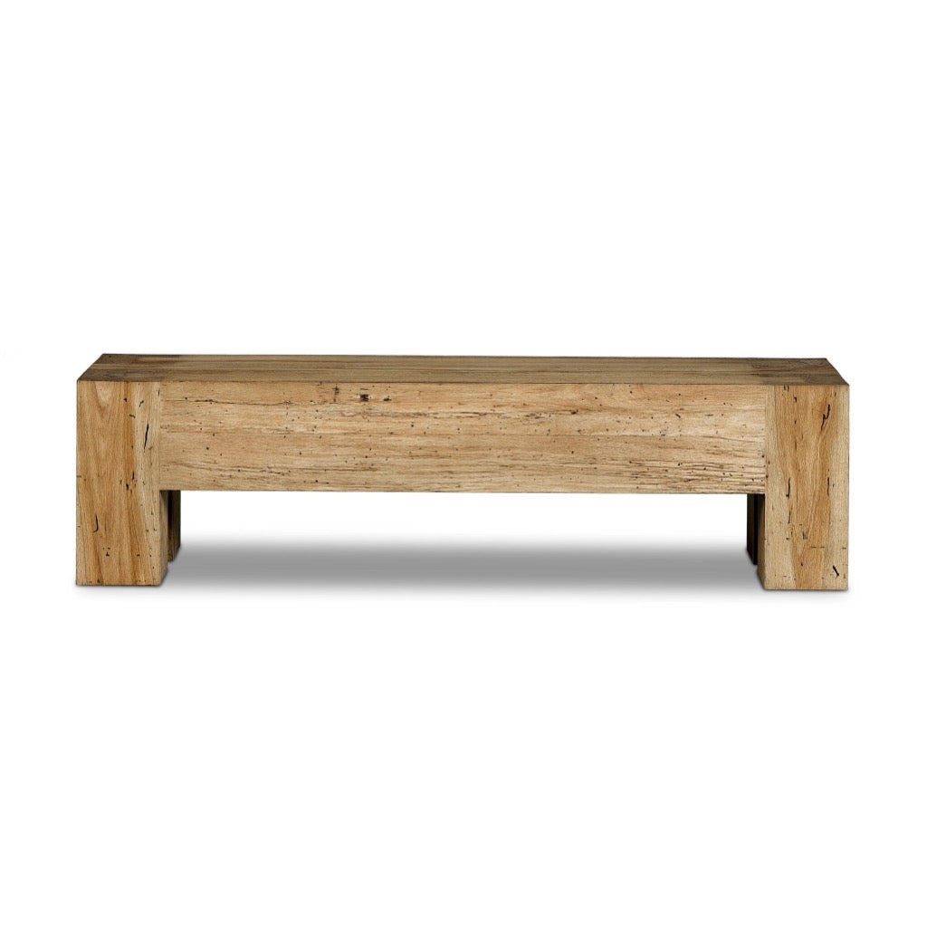 Rustic Wormwood Oak Accent Bench - Solid Wood Entryway Seating for Hallway, Living Room & Bedroom Decor