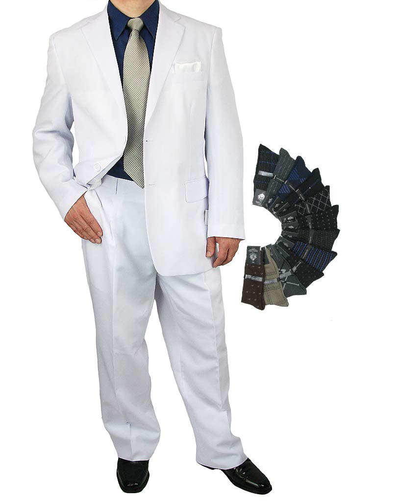 Premium 2-Piece Men's Slim Fit Suit Set with Free Dress Socks - Formal Business Attire for Weddings, Interviews & Office Wear