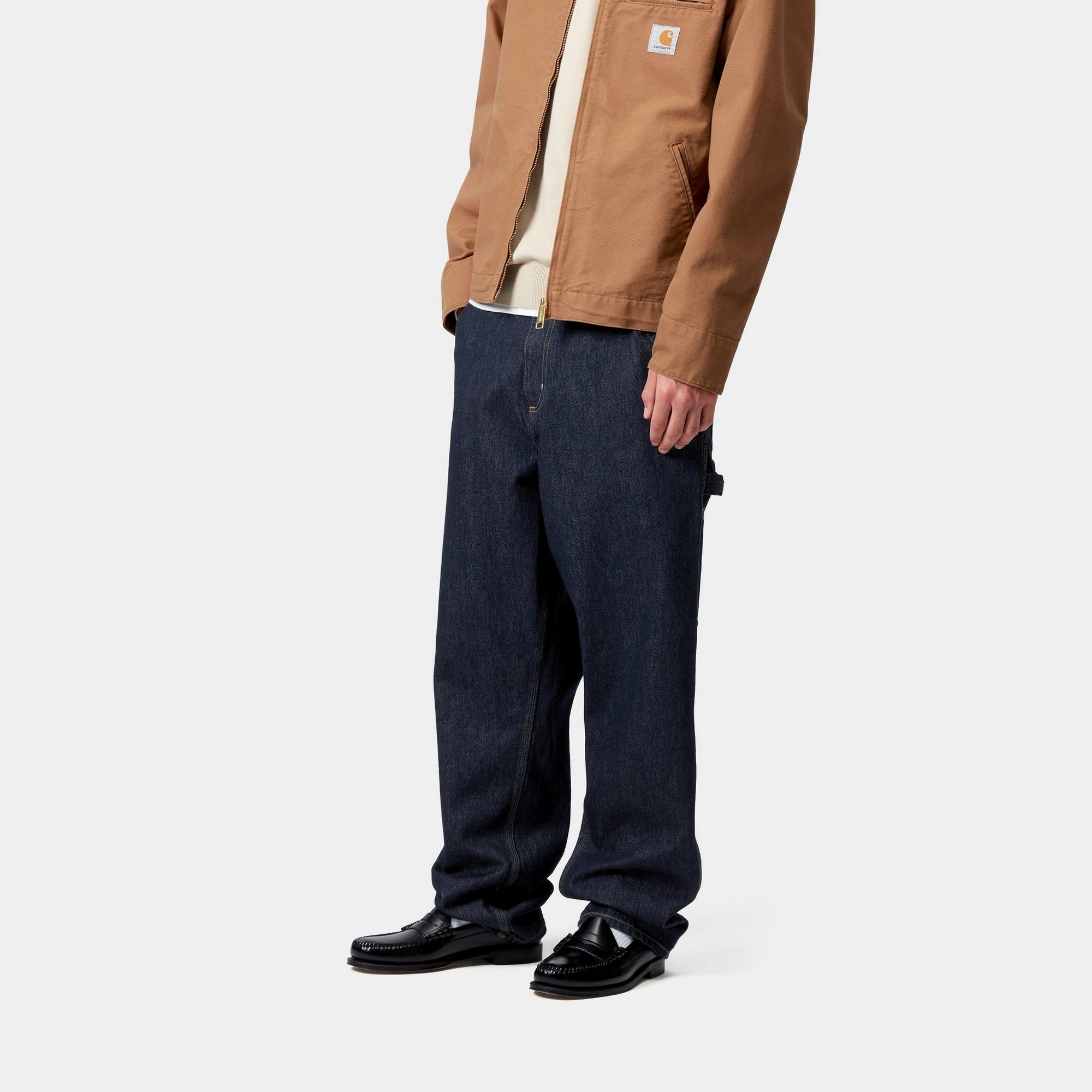 Single Knee Denim Pants for Men - Rinsed Blue Jeans | Durable & Comfortable for Casual Wear, Work, and Outdoor Activities