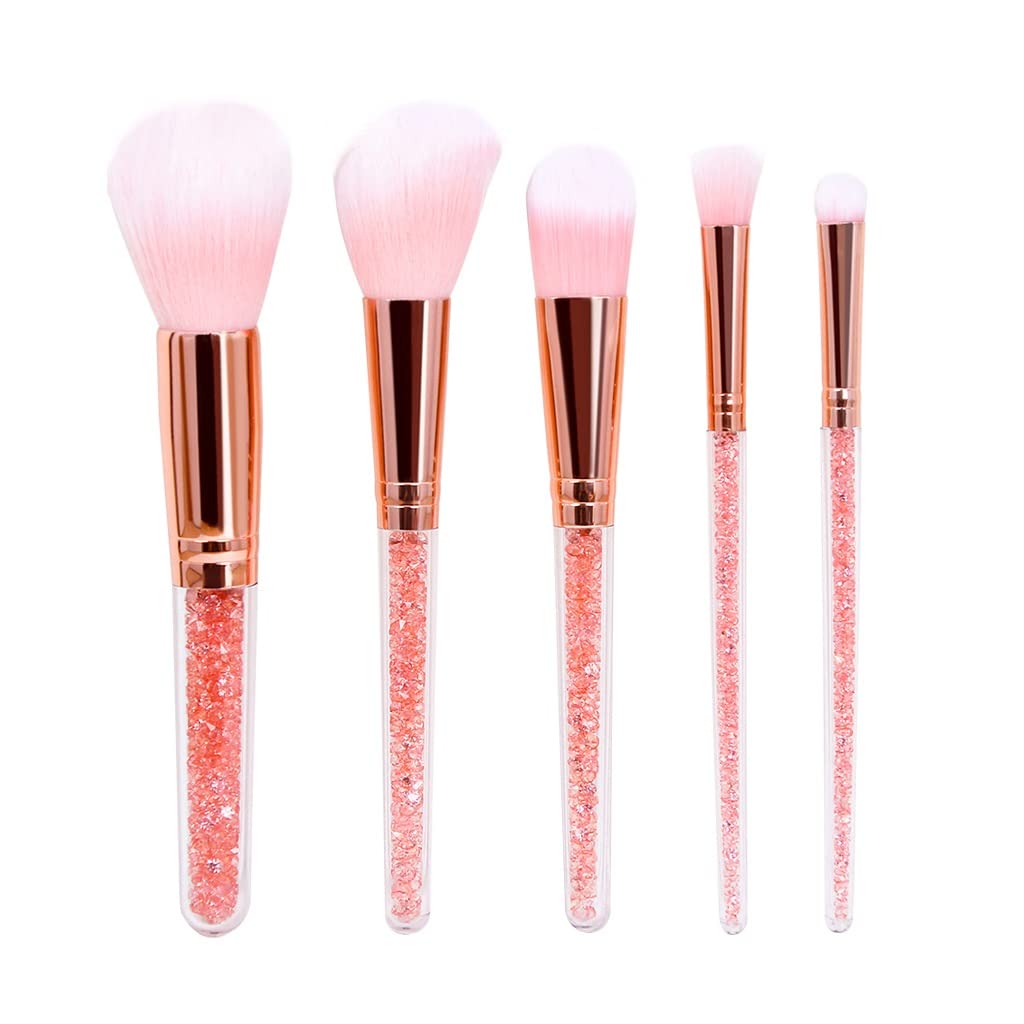 Colorful Glitter Makeup Brush Set with Shiny Crystal Handles - Professional Foundation Blending & Powder Cosmetic Brushes for Flawless Beauty Makeup - Perfect for Daily Use, Parties & Special Occasions