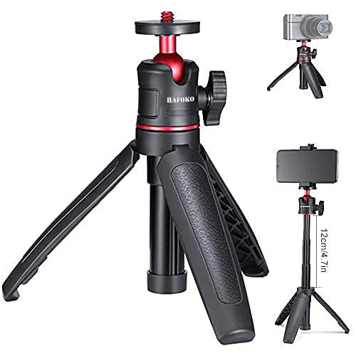 HAFOKO MT-08 Mini Camera Tripod with Extendable Selfie Stick - Compact Desktop & Travel Tripod Stand for Smartphones, Webcams, YouTube Vlogging (1/4