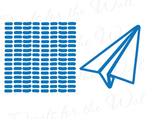 Vinyl Paper Airplane Wall Decal Sticker - Large Removable Graphic Mural for Kids Nursery, Playroom & Bedroom Decor - Fun Airplane Theme Wall Art for Boys & Girls