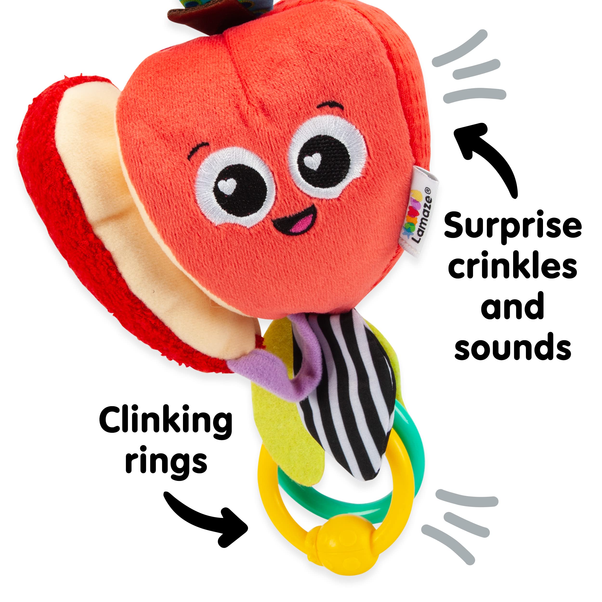 Lamaze Archer The Apple Clip & Go Baby Toy - Soft & Interactive Infant Toy for Strollers, Car Seats & Playtime (6+ Months)