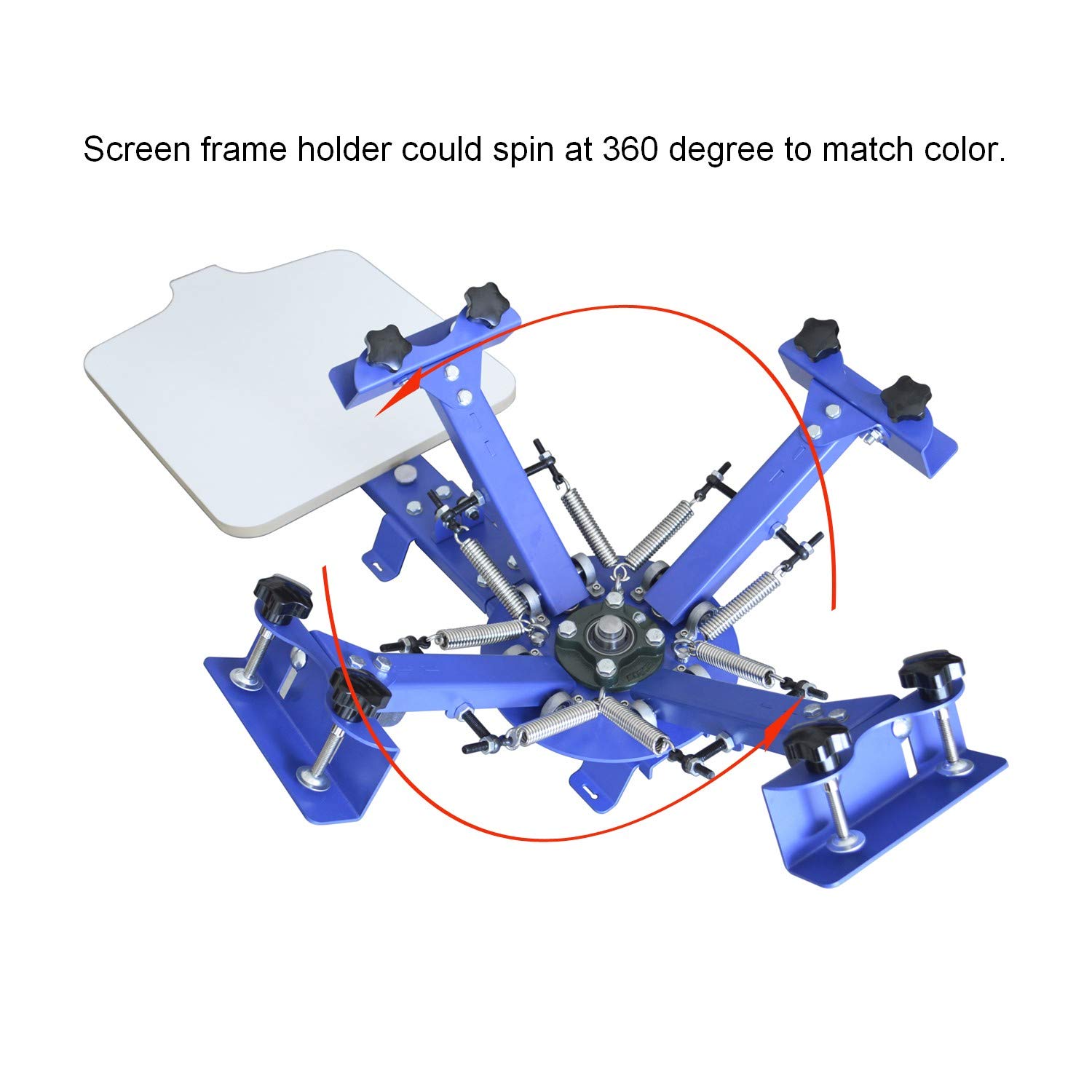 TECHTONGDA 4 Color 1 Station Silk Screen Printing Machine - Professional Screen Printer for DIY & Small Business - Adult Unisex Blue Non-Foldable - Perfect for T-Shirt Printing, Posters & Fabric Art