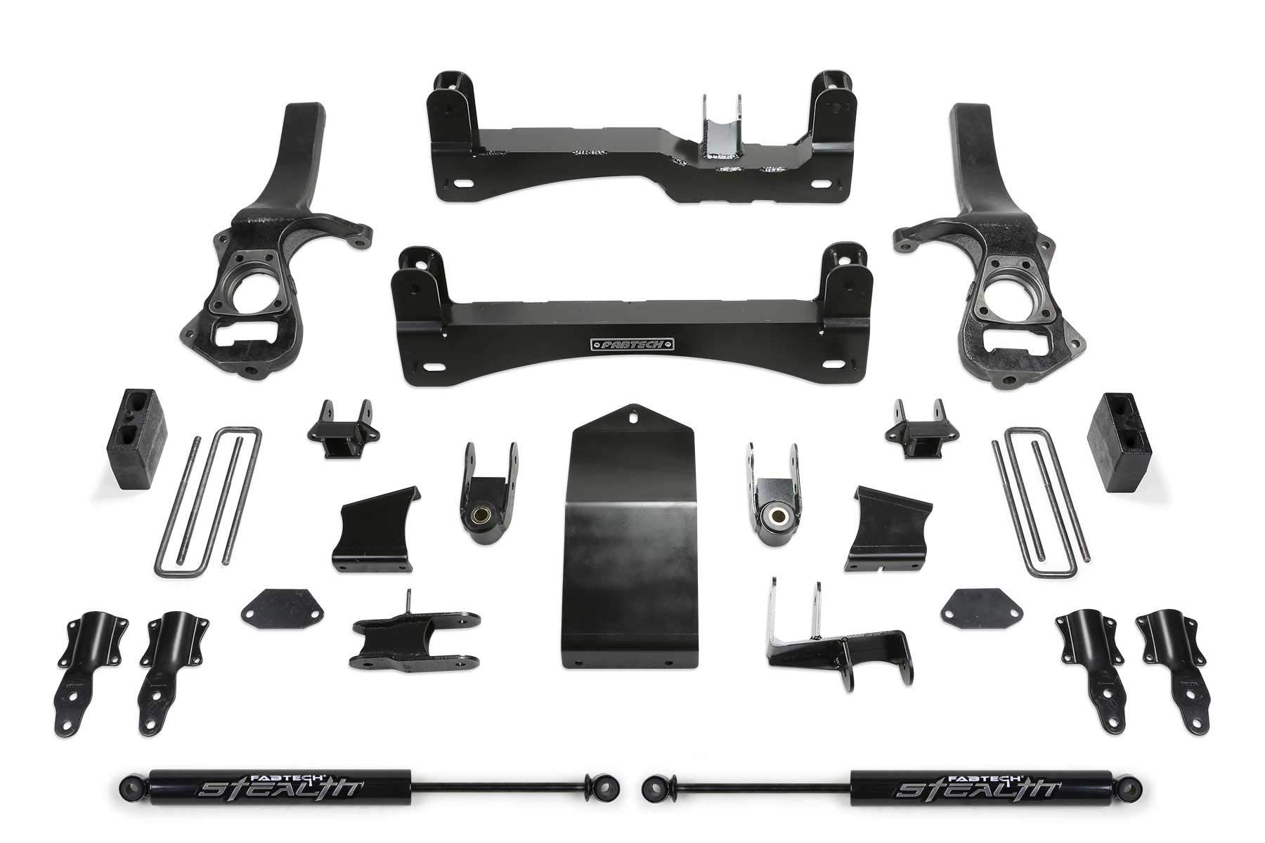 Fabtech K1132M 6-Inch Basic Lift System with Shocks - Includes Front Shock Extensions & Rear Stealth Shocks | Perfect for Jeep Wrangler & Off-Road Truck Suspension Upgrades