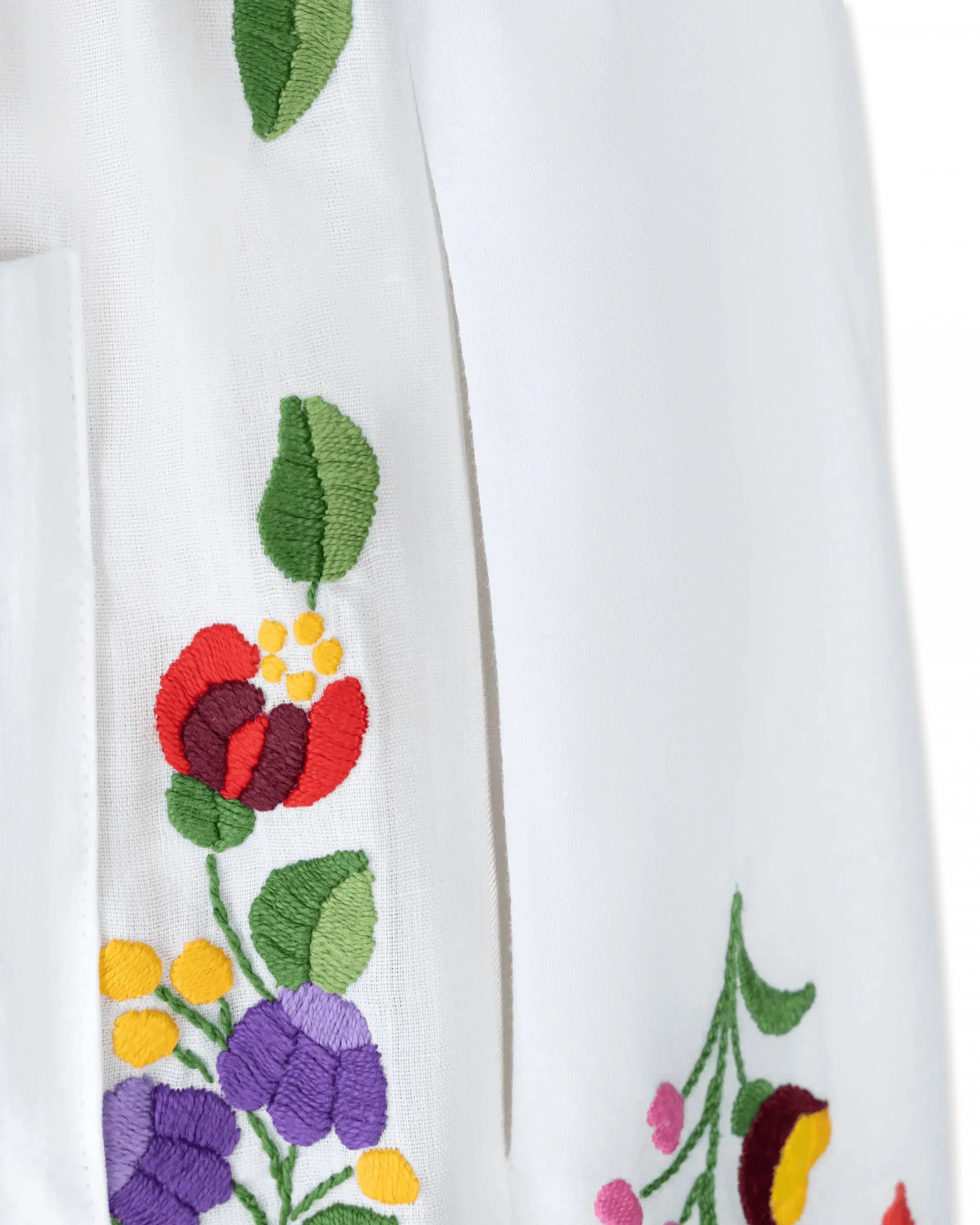 Embroidered Linen Pants for Women - Soft Breathable Summer Wide Leg Trousers - Boho Chic Casual Lounge Pants for Beach, Yoga & Travel