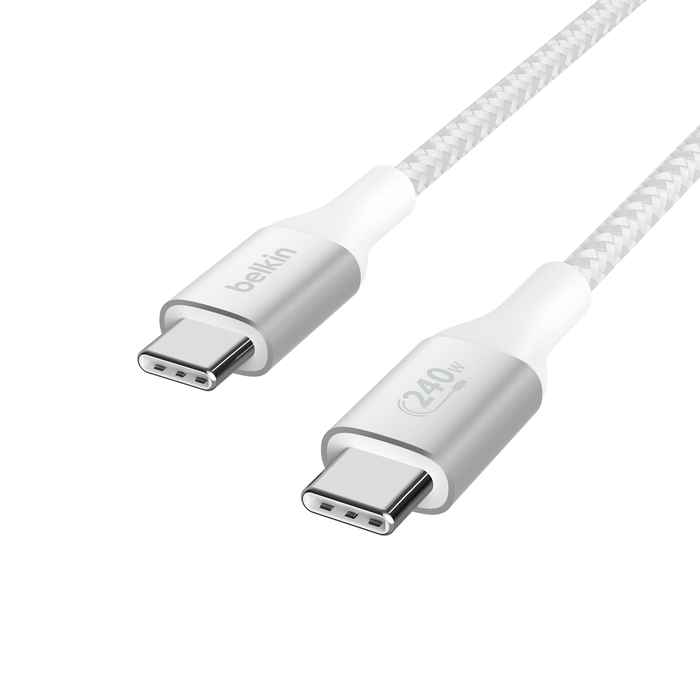 Belkin USB C to USB C Cable 240W 2M White - Fast Charging for MacBook, iPad, Samsung Galaxy & More - Perfect for Home, Office & Travel