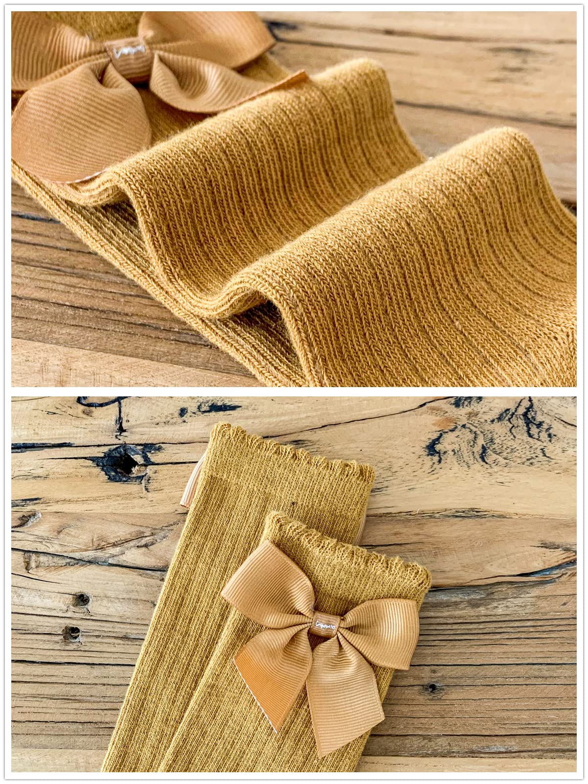 Little Girls Knee High Socks with Bowknot - Princess Dress Knit Socks for Toddlers - Mary Jane Socks & Uniform Stockings - Perfect for School, Parties & Dress-Up