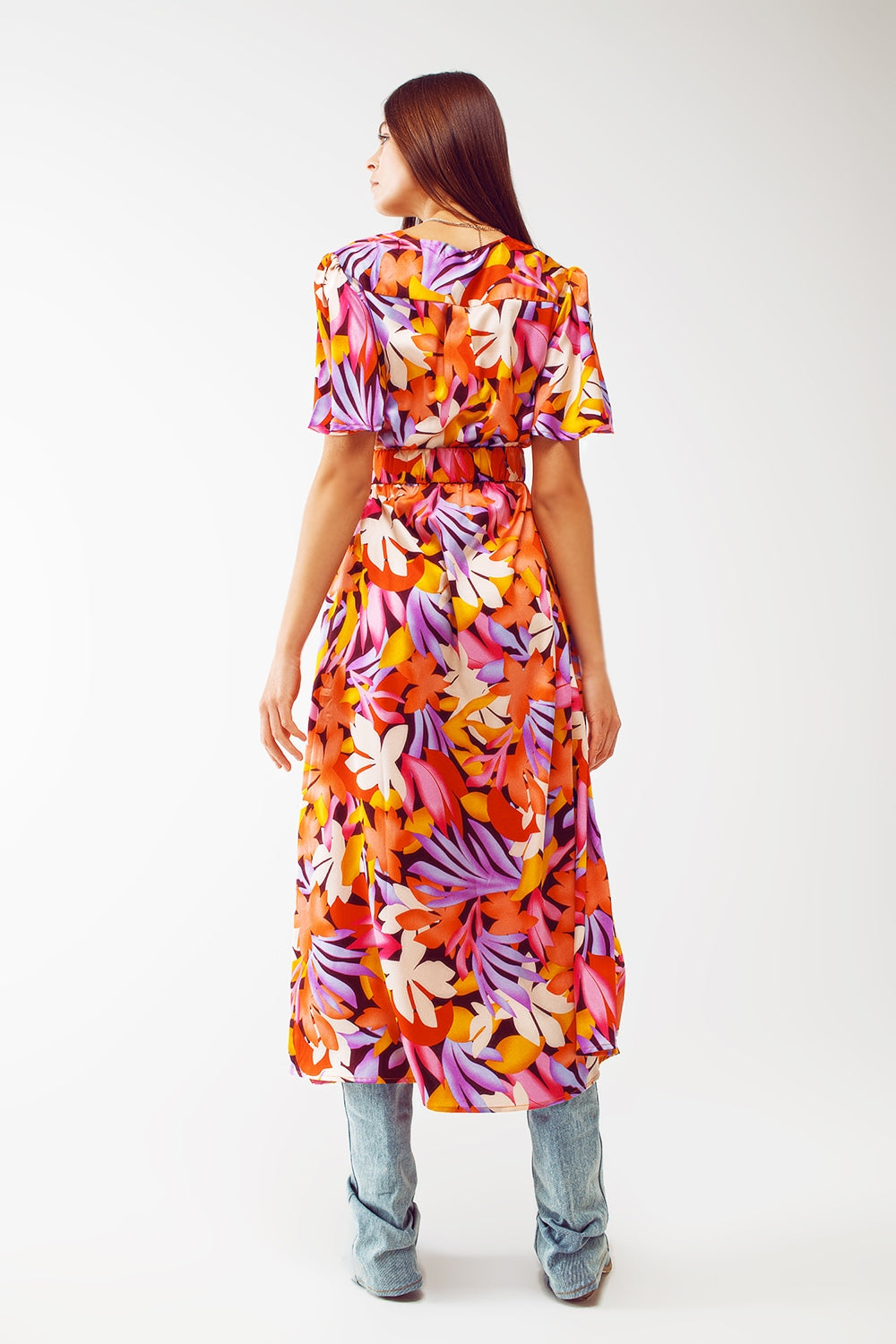Elegant Long Pleated V-Neck Multicolor Robe - Perfect for Loungewear, Spa Days & Relaxing at Home