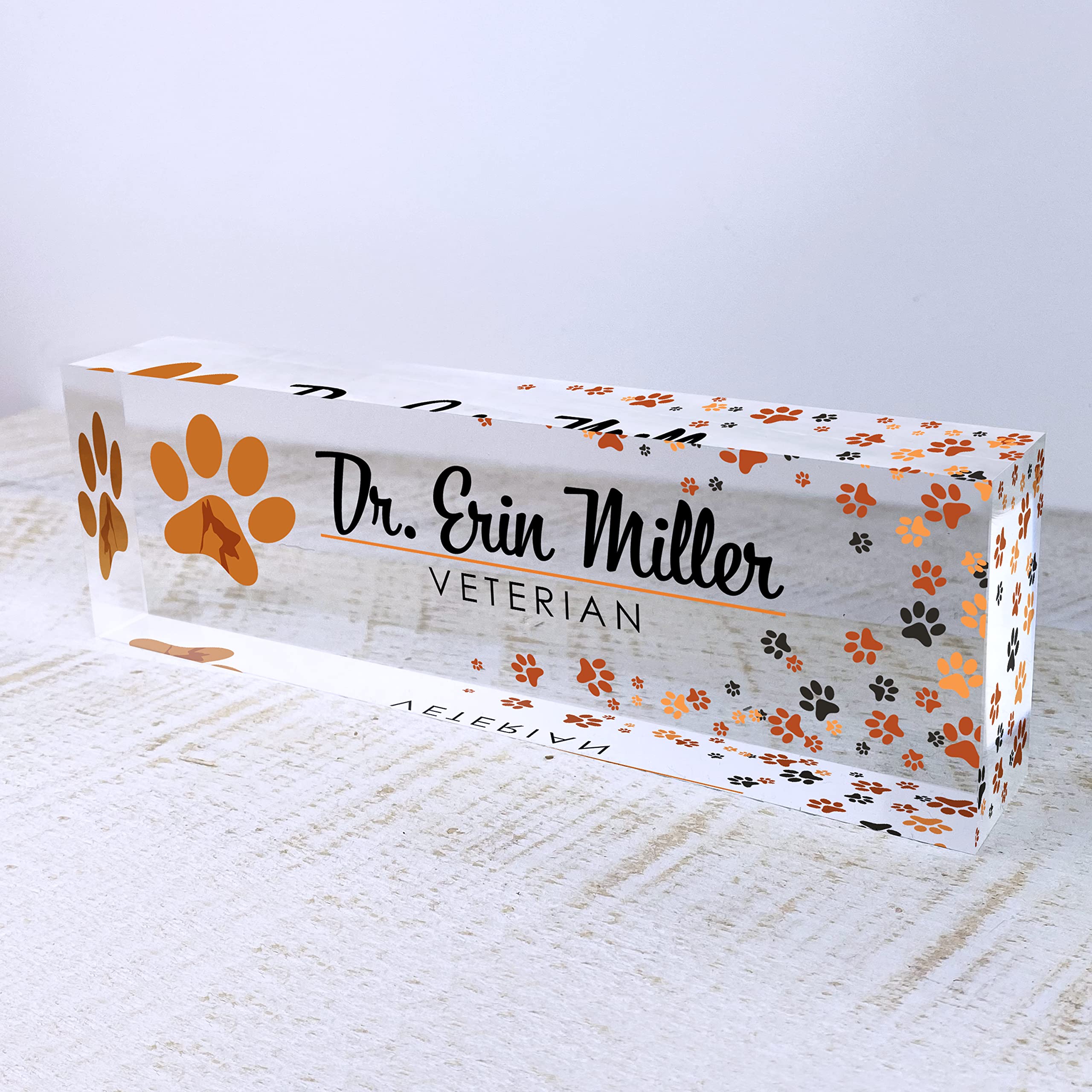 Personalized Artblox Office Desk Name Plate - Custom Acrylic Name Plates with Vet Dog Design (8