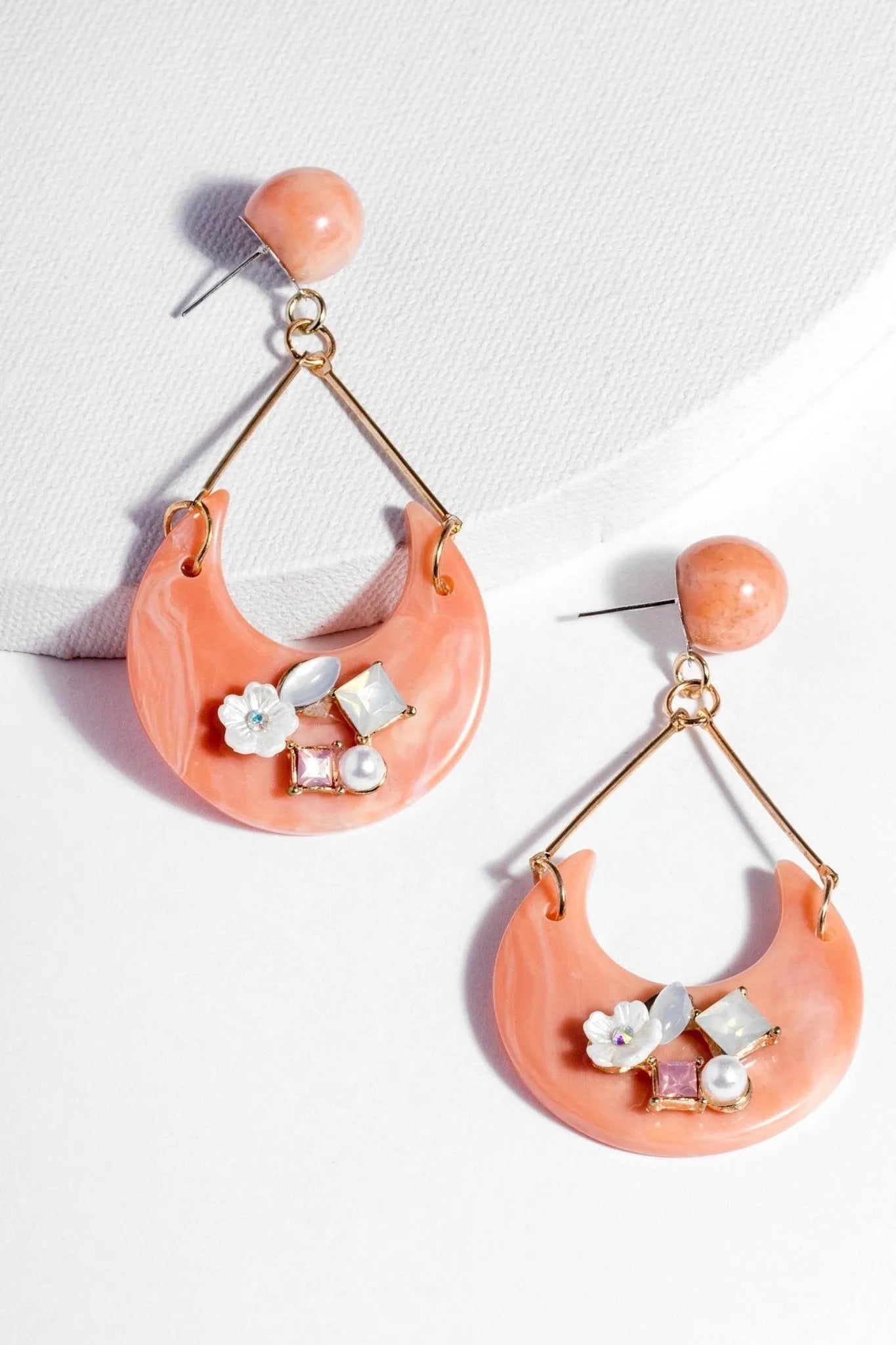 Peach Drop Crystal Earrings for Women - Elegant Dangling Earrings with Sparkling Stones | Perfect for Weddings, Parties & Special Occasions
