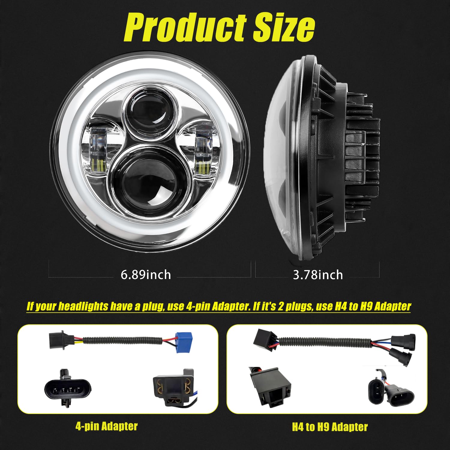YEEGO DIRECT 7 inch Motorcycle LED Headlight & 4.5 inch Fog Lights - DOT Approved, Compatible with Harley Davidson Road King, Ultra Classic, Electra Glide, Street Glide, Trike, CVO, Heritage Softail, Slim, Deluxe, Fatboy (Silver) - High Visibility for Night Riding & Foggy Conditions
